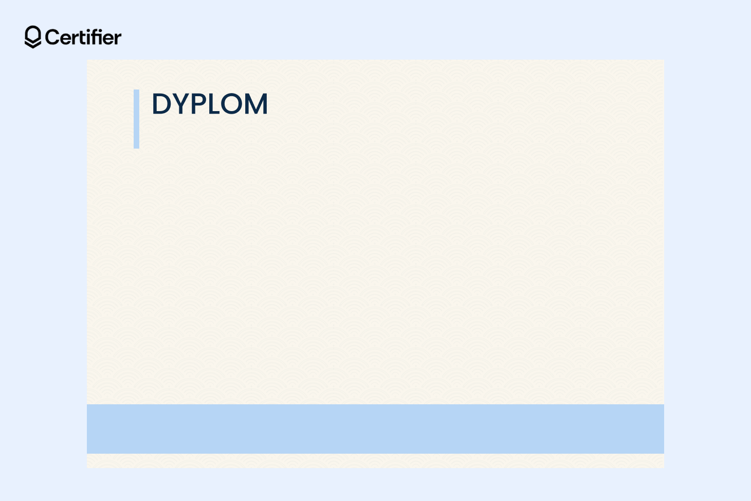 Tło do dyplomu uznania z niebieskim paskiem na dole i subtelnym falistym wzorem na beżowym tle. Tło do dyplomu uznania z niebieskim paskiem na dole i subtelnym falistym wzorem na beżowym tle.
