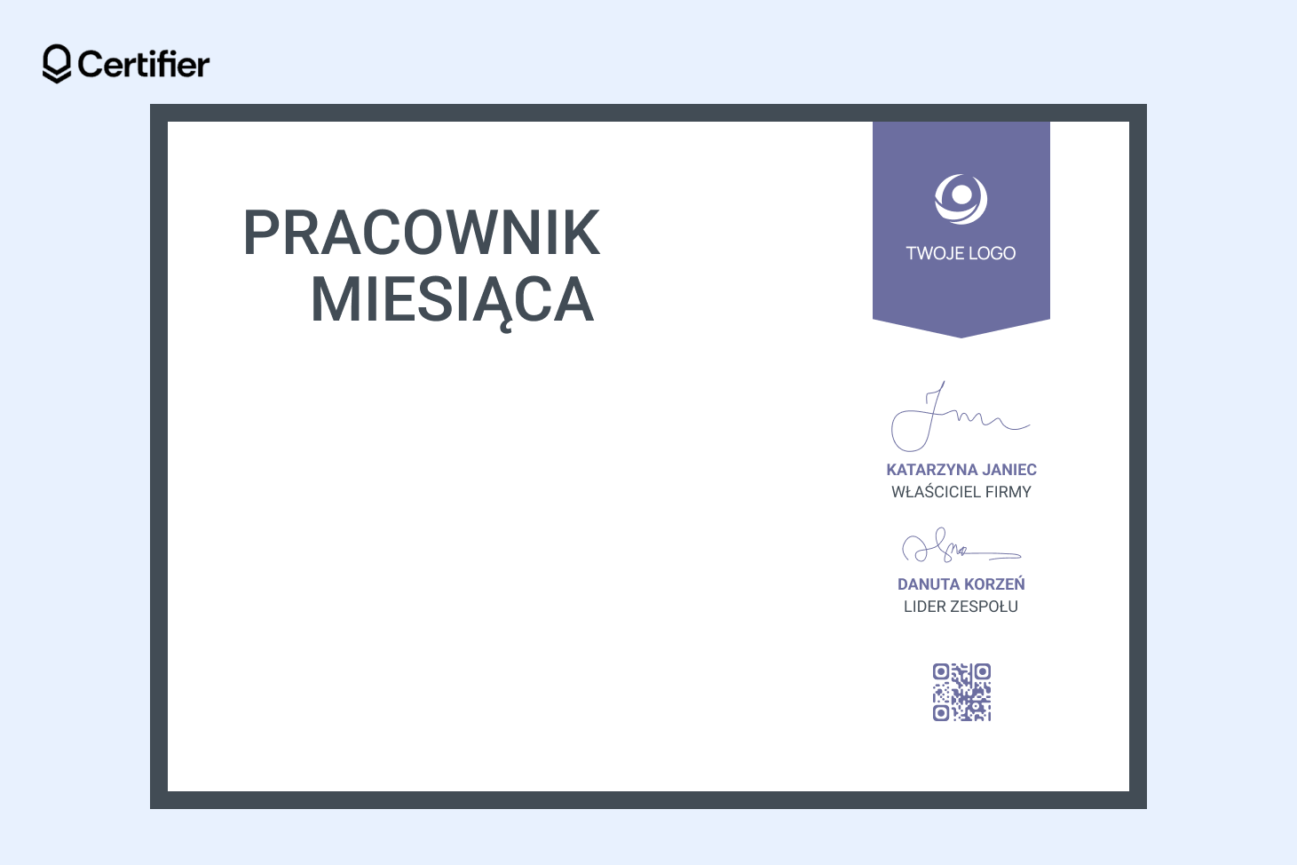 Puste tło na dyplom z subtelnym wzorem ramki i fioletową wstęgą w prawym górnym rogu. Puste tło na dyplom z subtelnym wzorem ramki i fioletową wstęgą w prawym górnym rogu.