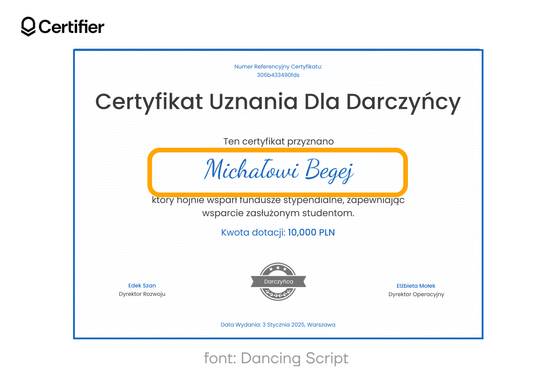 Elegancki, a zarazem zabawny tekst z Dancing Script, idealny jako czcionka odręczna. Elegancki, a zarazem zabawny tekst z Dancing Script, idealny jako czcionka odręczna.