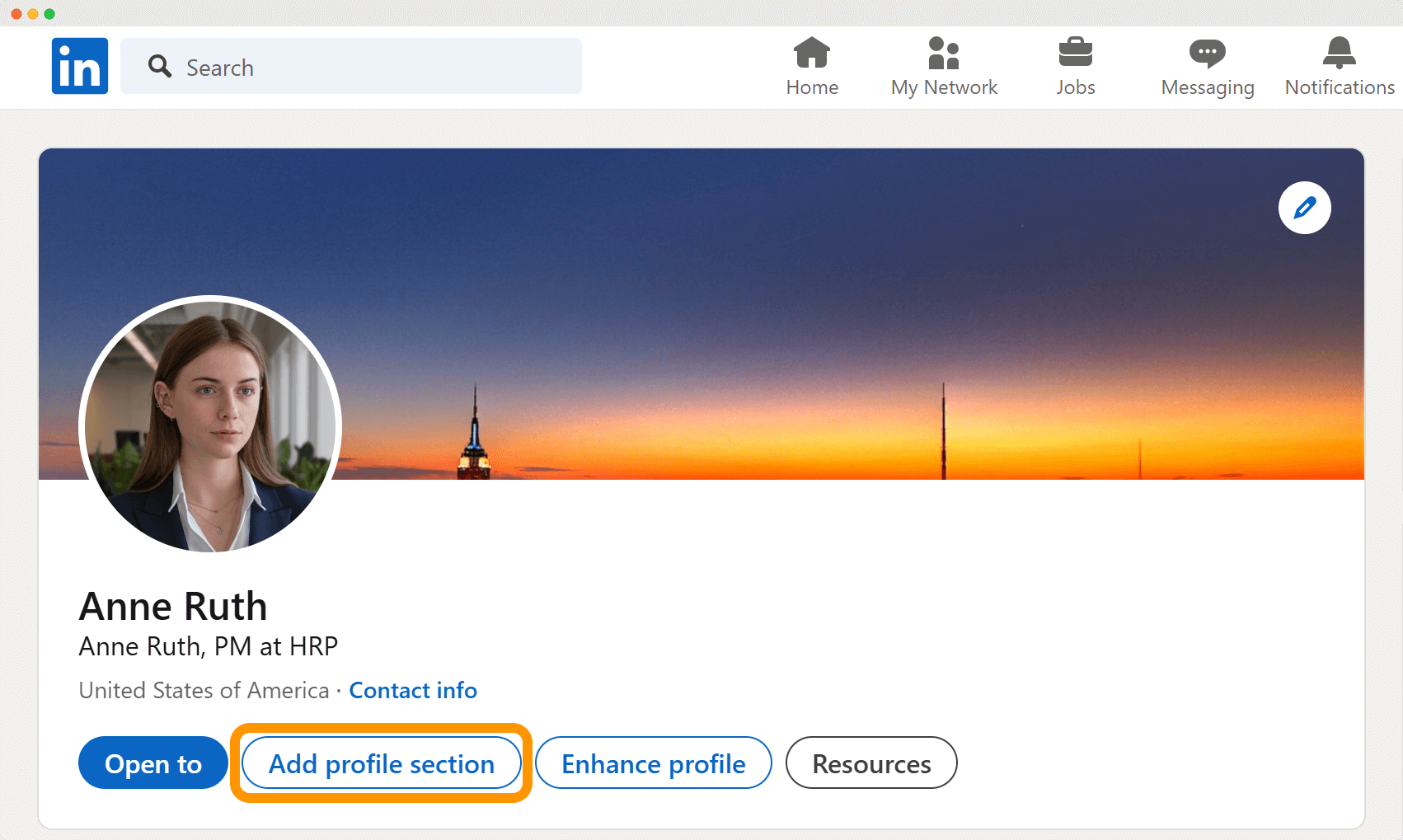 Adding a new section in the LinkedIn profile to add LinkedIn badge. Adding a new section in the LinkedIn profile to add LinkedIn badge.