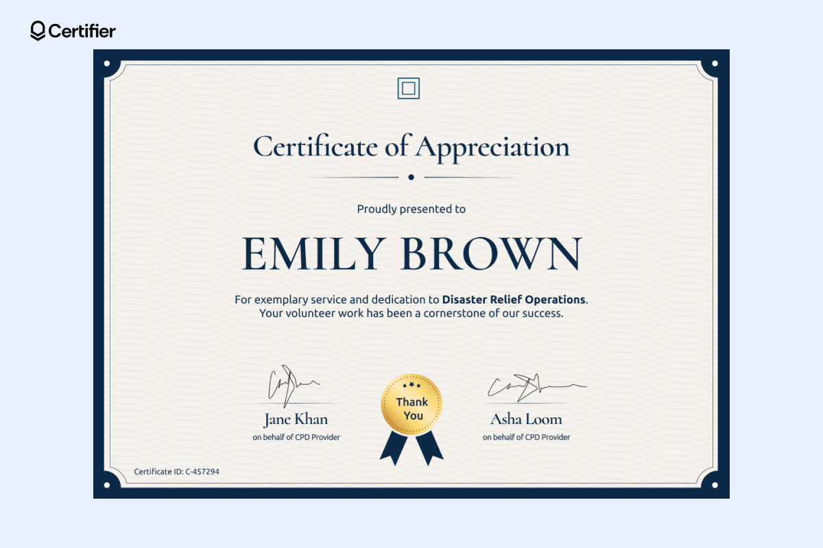 NGO volunteer certificate format with dark borders, logo, golden badge and beige background. NGO volunteer certificate format with dark borders, logo, golden badge and beige background.