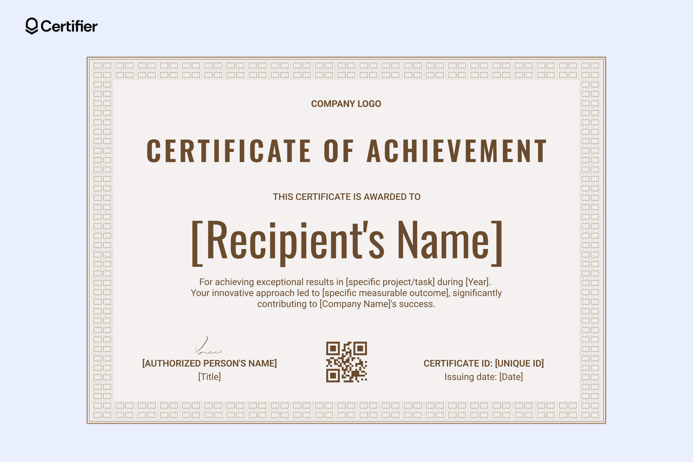 Beige employee of the year award certificate template with a refined border and modern text layout Beige employee of the year award certificate template with a refined border and modern text layout