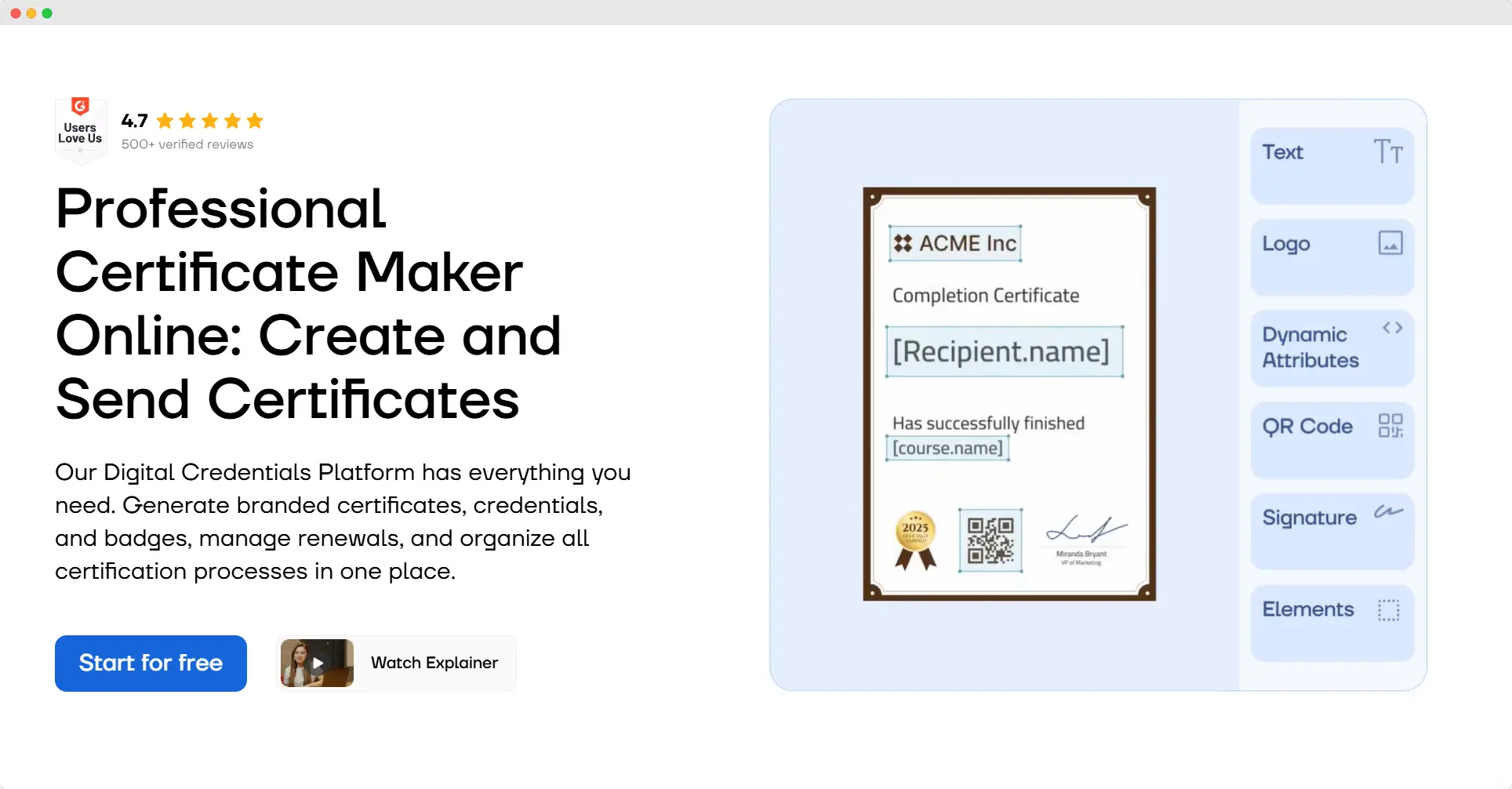 Certifier’s platform for creating certification programs and managing digital credentials. Certifier’s platform for creating certification programs and managing digital credentials.