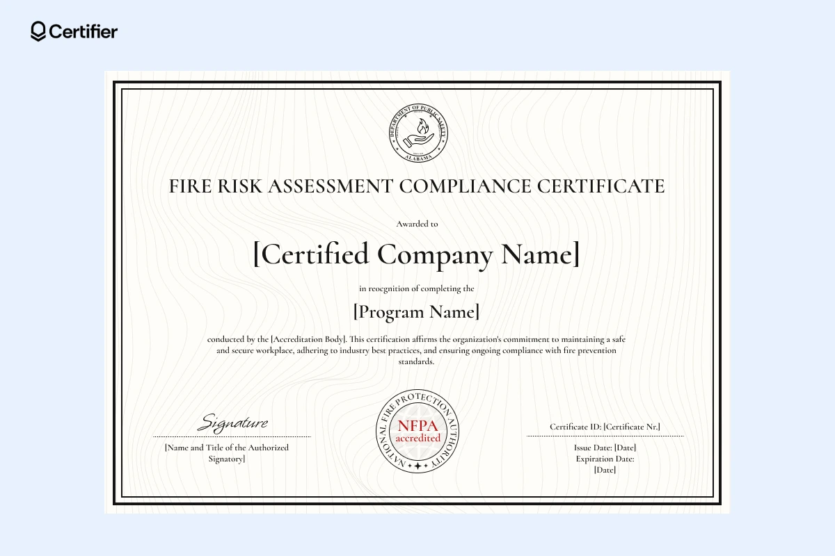 A fire extinguisher training certificate template Word featuring a minimalist layout and customizable fields for organization details and program completion. A fire extinguisher training certificate template Word featuring a minimalist layout and customizable fields for organization details and program completion.