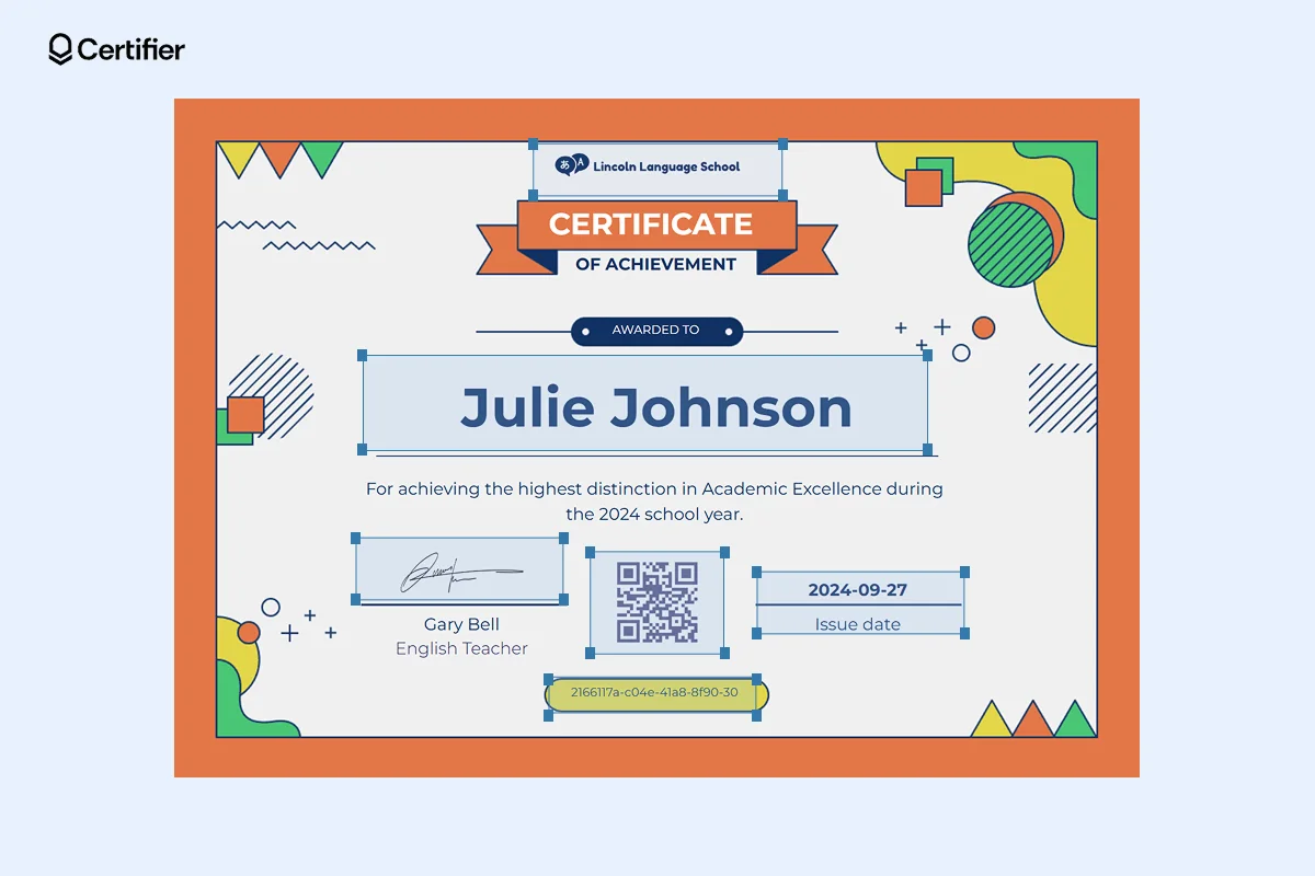 Custom certificate template from Certifier; the template shows the essence of what is custom certificate. Custom certificate template from Certifier; the template shows the essence of what is custom certificate.
