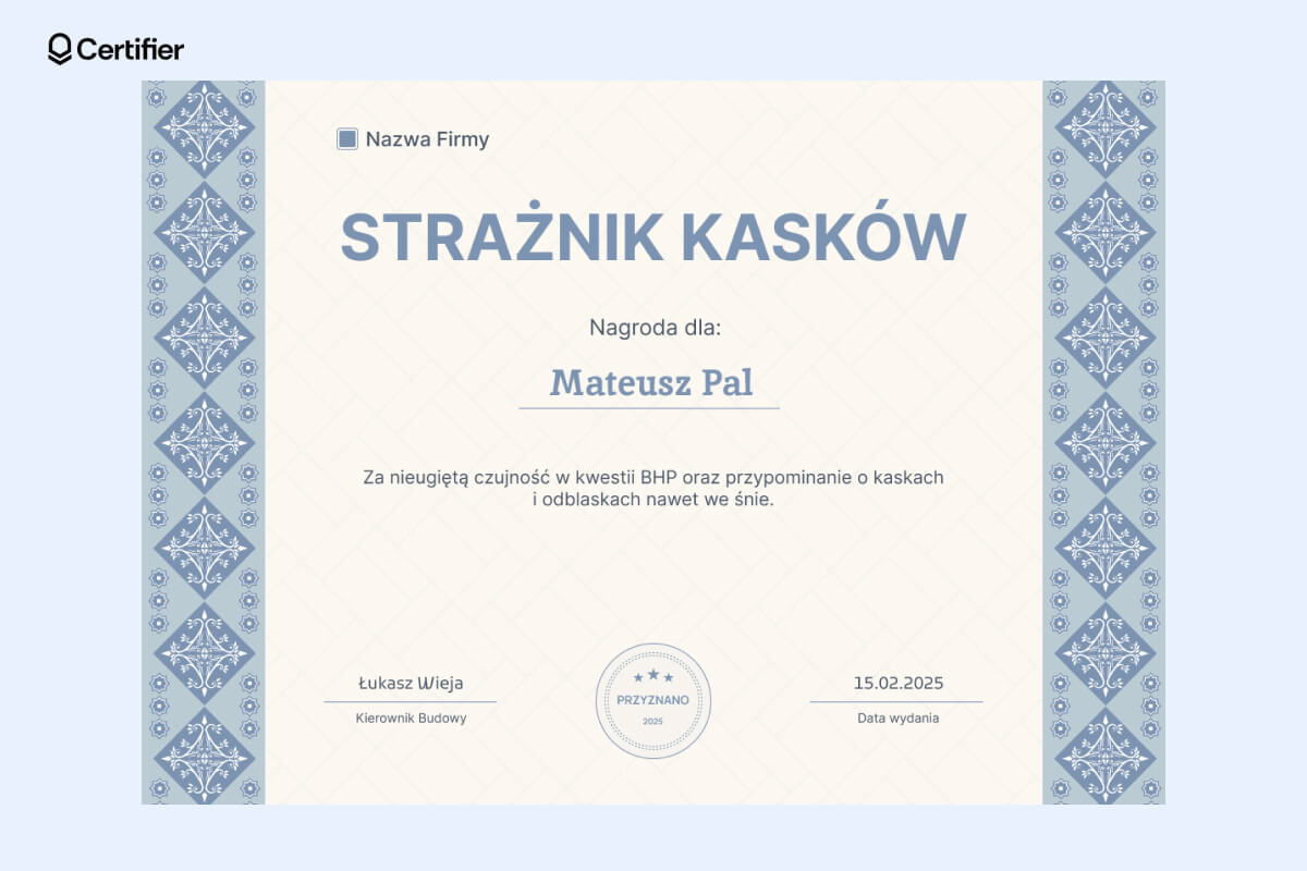 Śmieszny dyplom dla pracownika zatytułowany Śmieszny dyplom dla pracownika zatytułowany