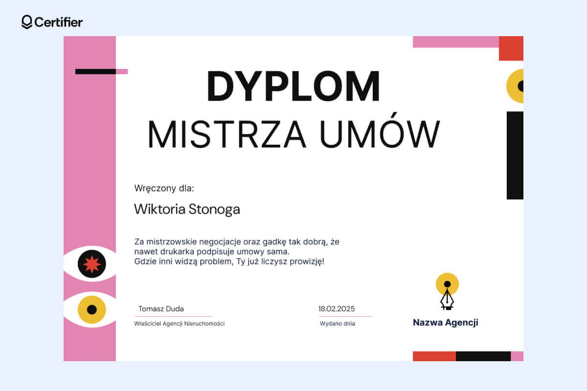 Śmieszny dyplom dla pracownika zatytułowany Śmieszny dyplom dla pracownika zatytułowany
