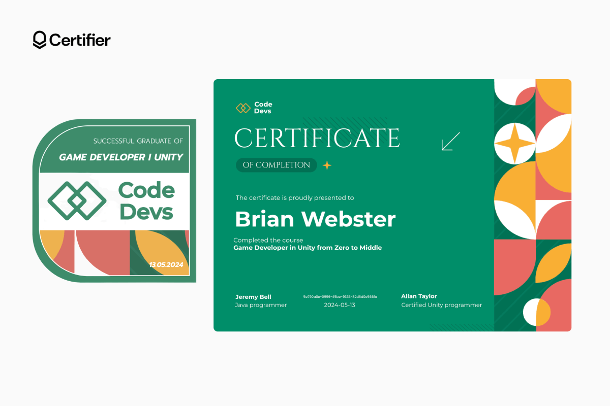 Badge benefit - complements certificates. Badge benefit - complements certificates.