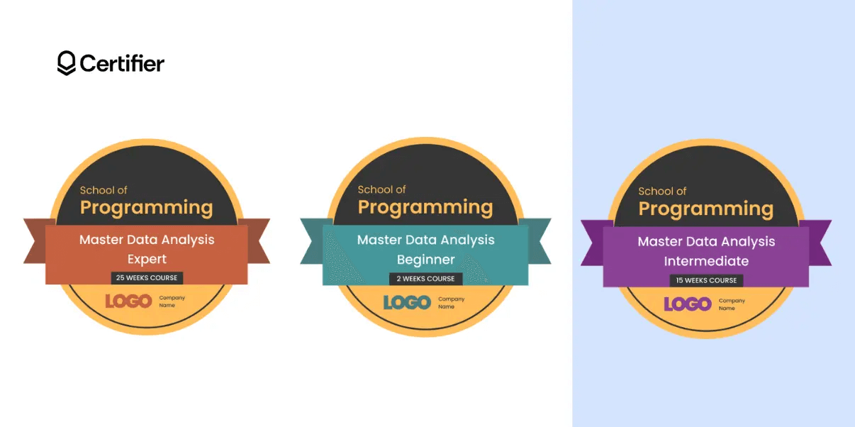 Three digital badges from the Three digital badges from the