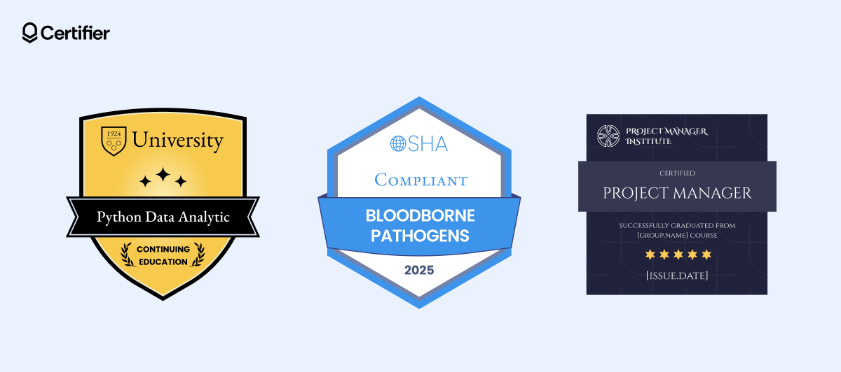 Examples of specific digital badges for recognition of skills and achievements — Certifier digital badge editable templates Examples of specific digital badges for recognition of skills and achievements — Certifier digital badge editable templates