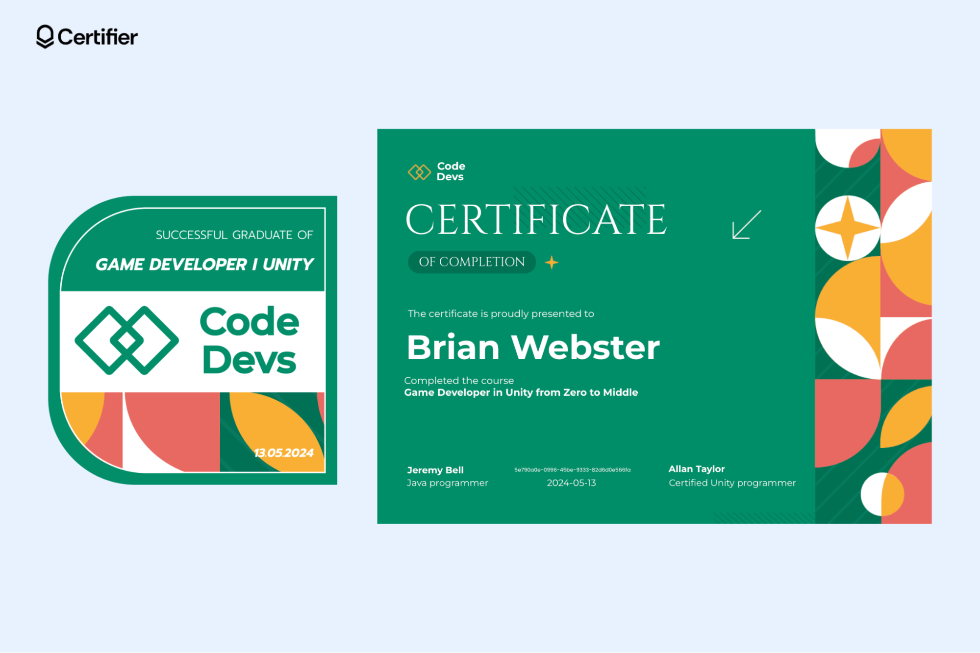 An example of a credential pair — a digital badge and a certificate for recognition of skills and achievements An example of a credential pair — a digital badge and a certificate for recognition of skills and achievements