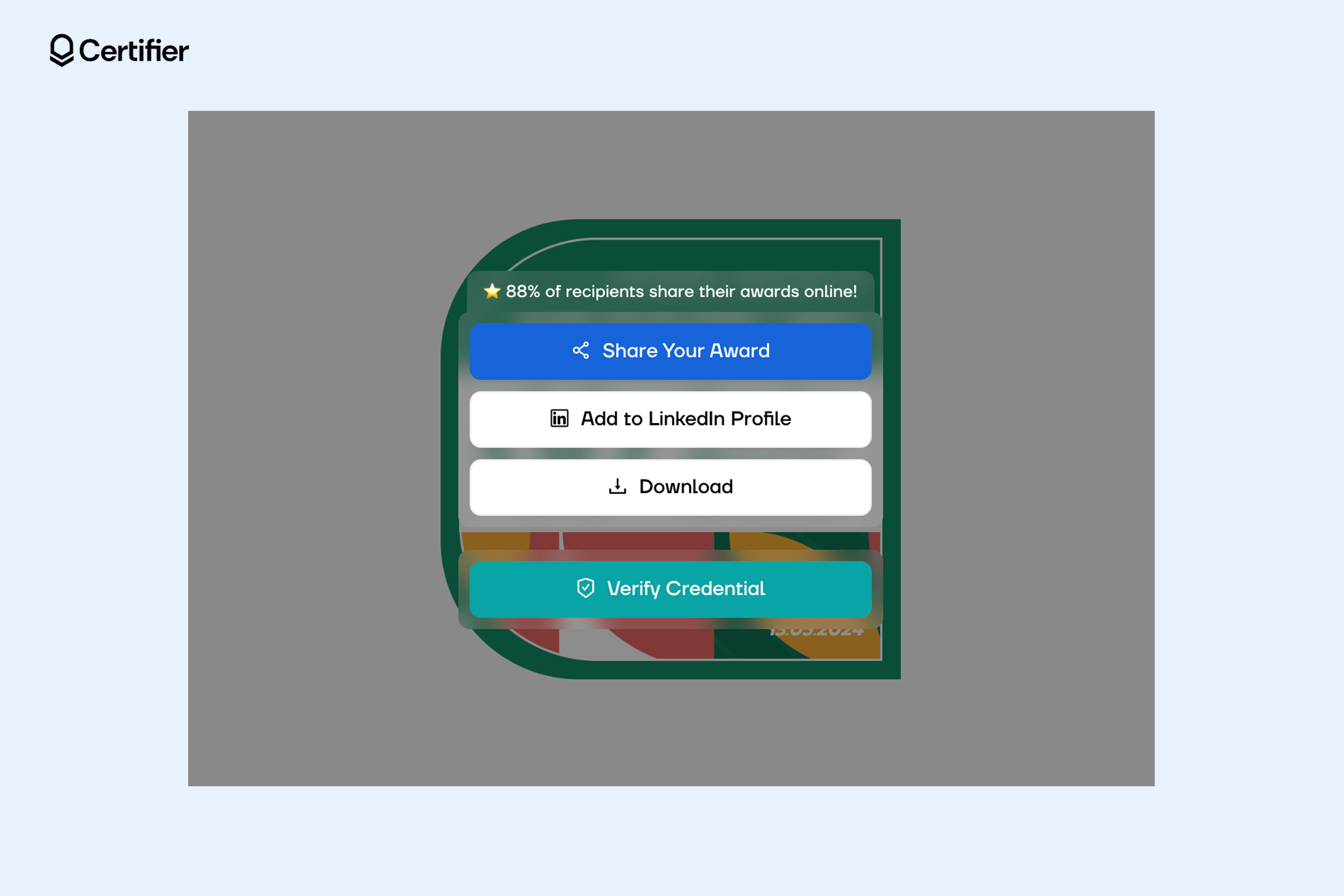 An option to share digital badges with Certifier An option to share digital badges with Certifier