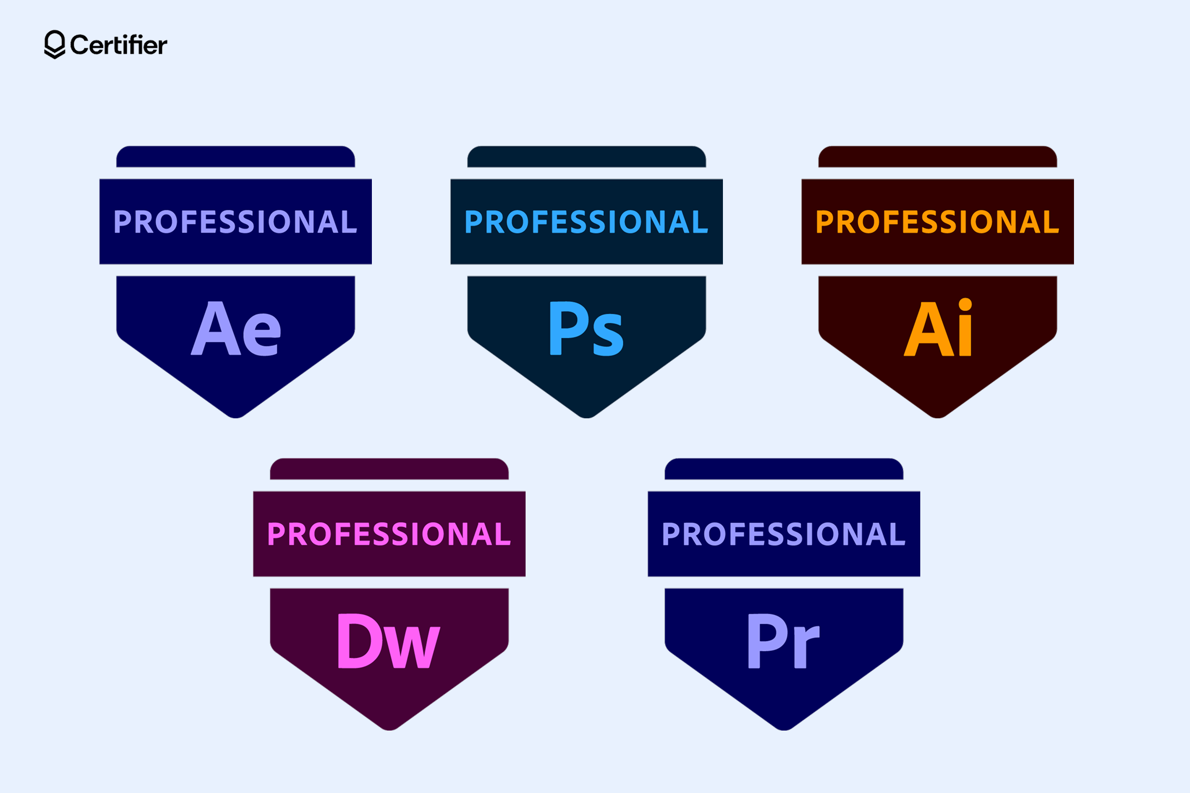 Examples of digital badges for recognition of skills and achievements from Adobe Examples of digital badges for recognition of skills and achievements from Adobe