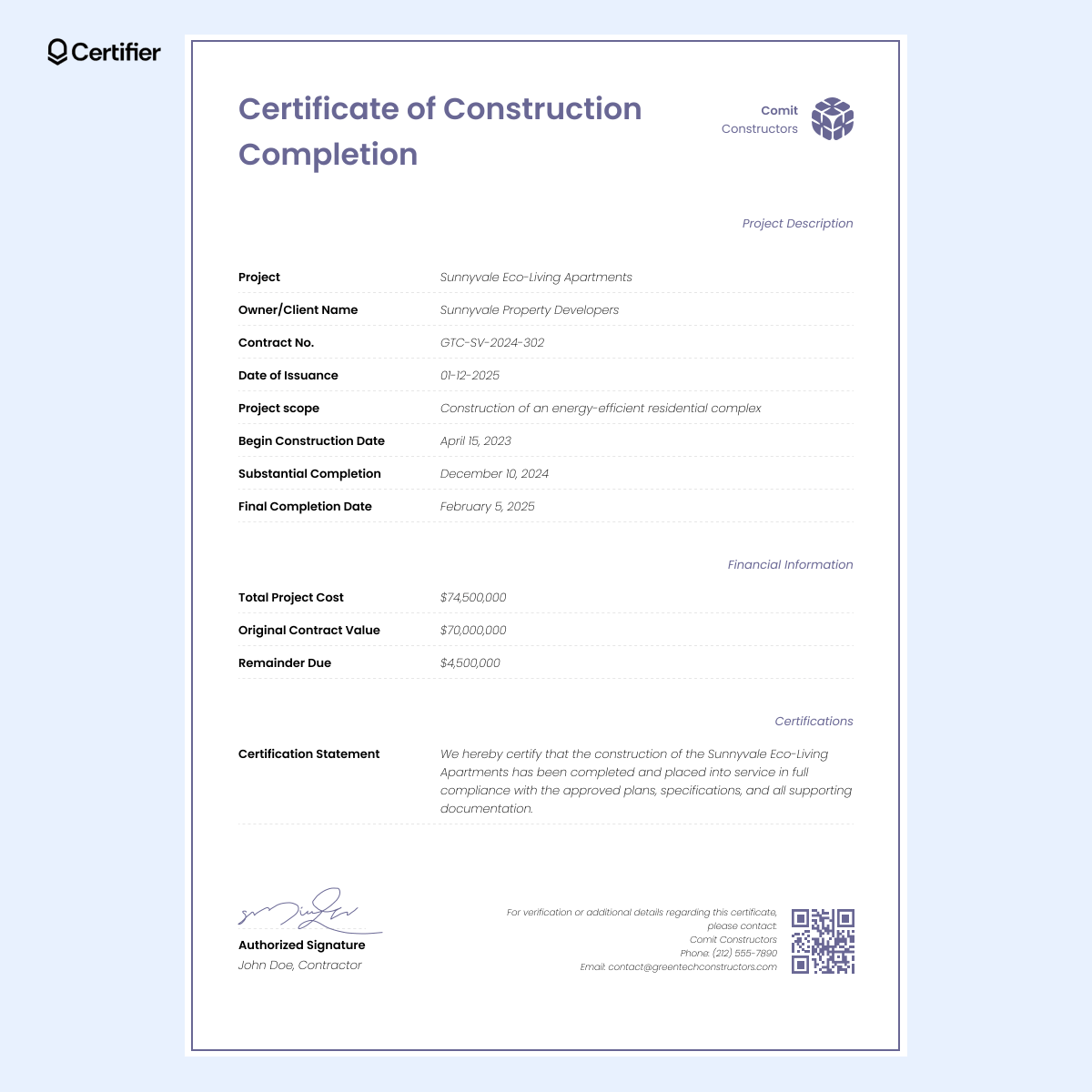 This house construction completion certificate format provides an official document verifying the project's finalization, ensuring compliance with regulatory requirements. This house construction completion certificate format provides an official document verifying the project's finalization, ensuring compliance with regulatory requirements.