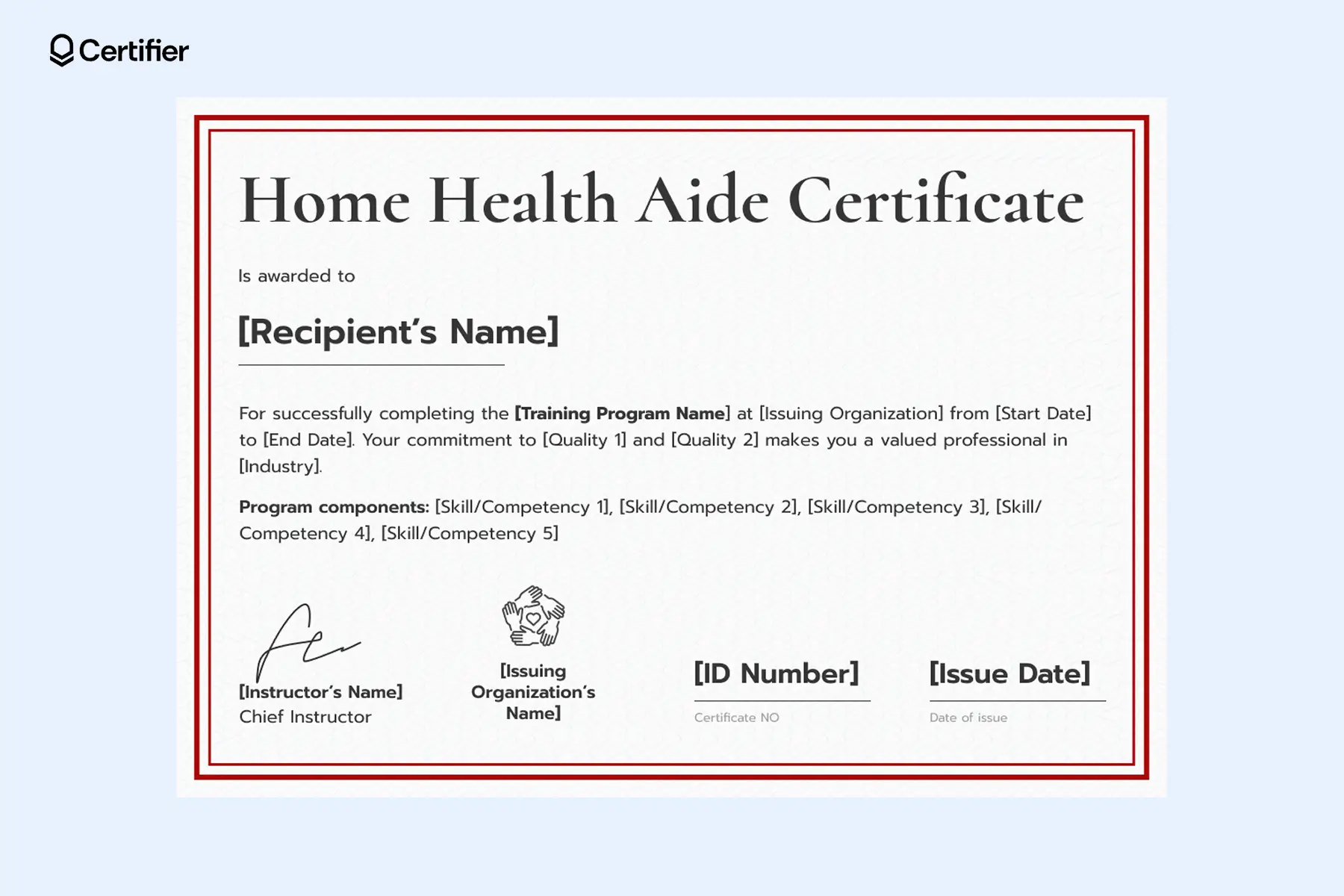 A digital home health aide form with signatures of the parties involved. A digital home health aide form with signatures of the parties involved.