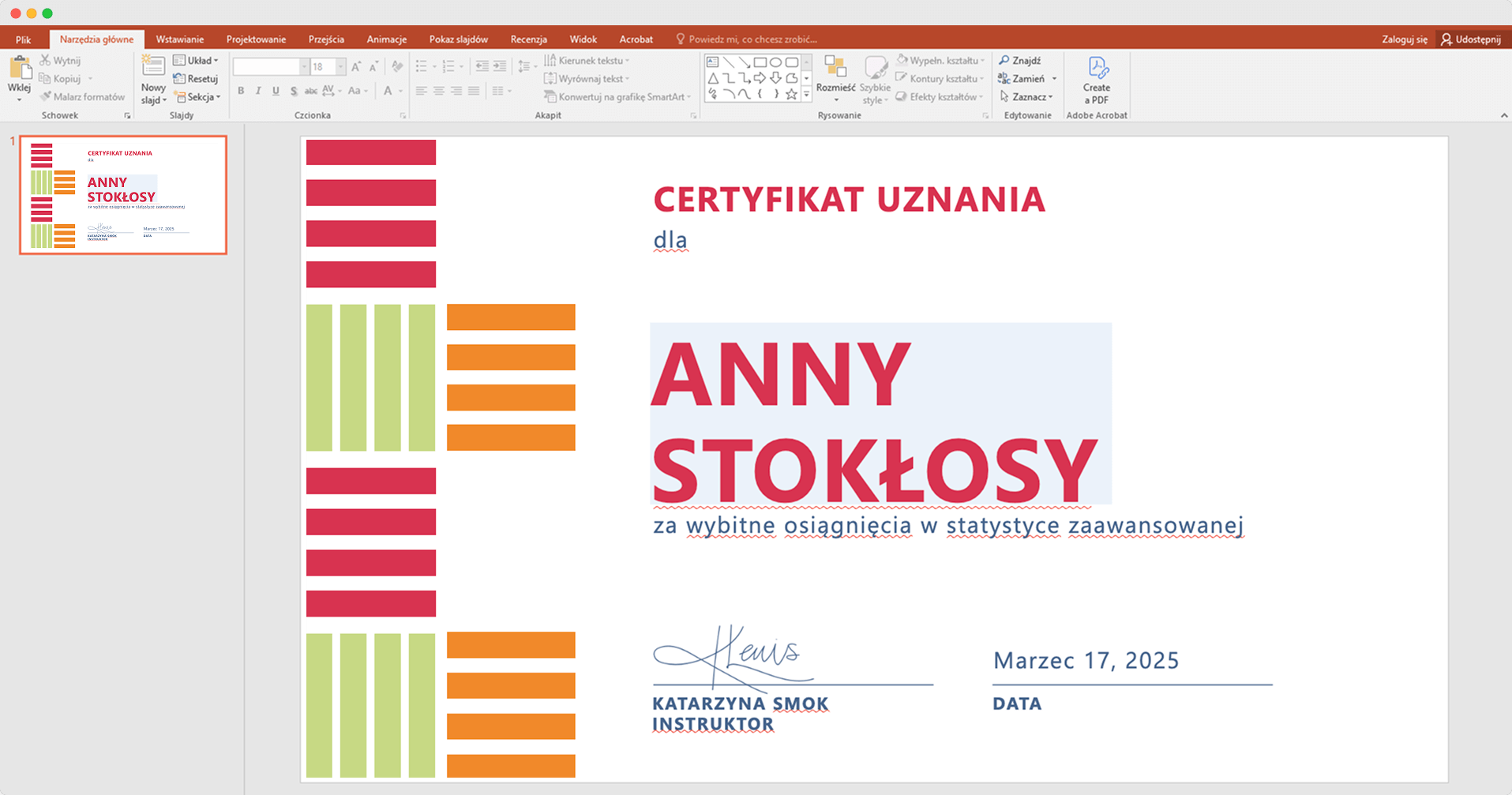 Dyplom szablon zrobiony w PowerPoint. Dyplom szablon zrobiony w PowerPoint.
