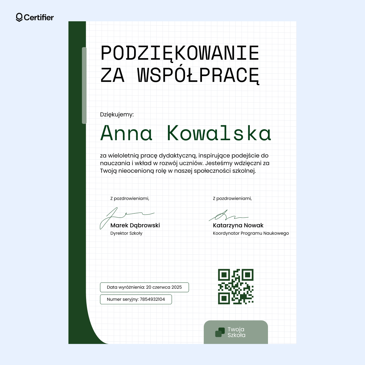 Nowoczesny dyplom podziękowania za współpracę na tle jak kartka papieru. Nowoczesny dyplom podziękowania za współpracę na tle jak kartka papieru.
