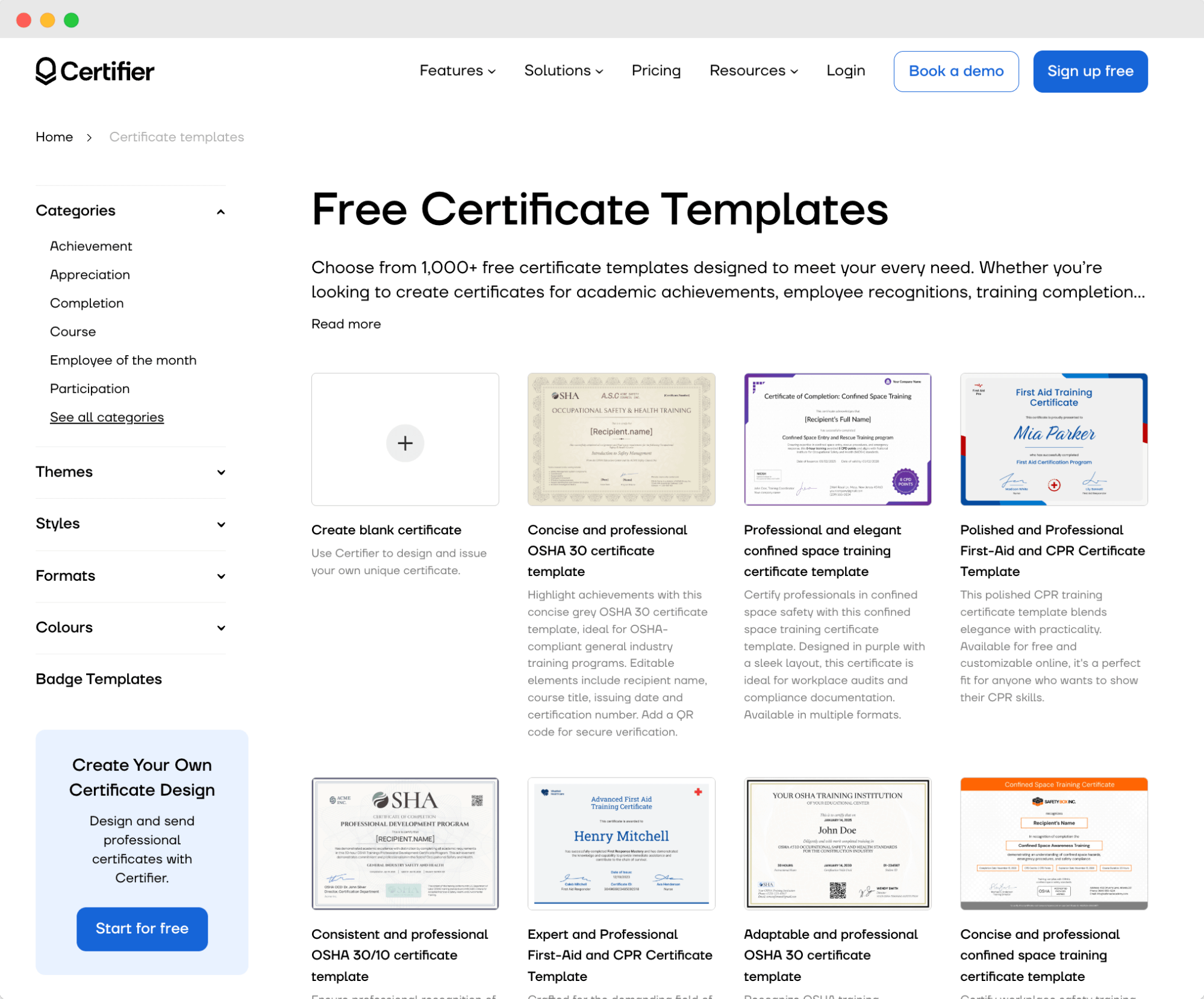 A screenshot of the certificate templates gallery to make your own certificate free printable A screenshot of the certificate templates gallery to make your own certificate free printable