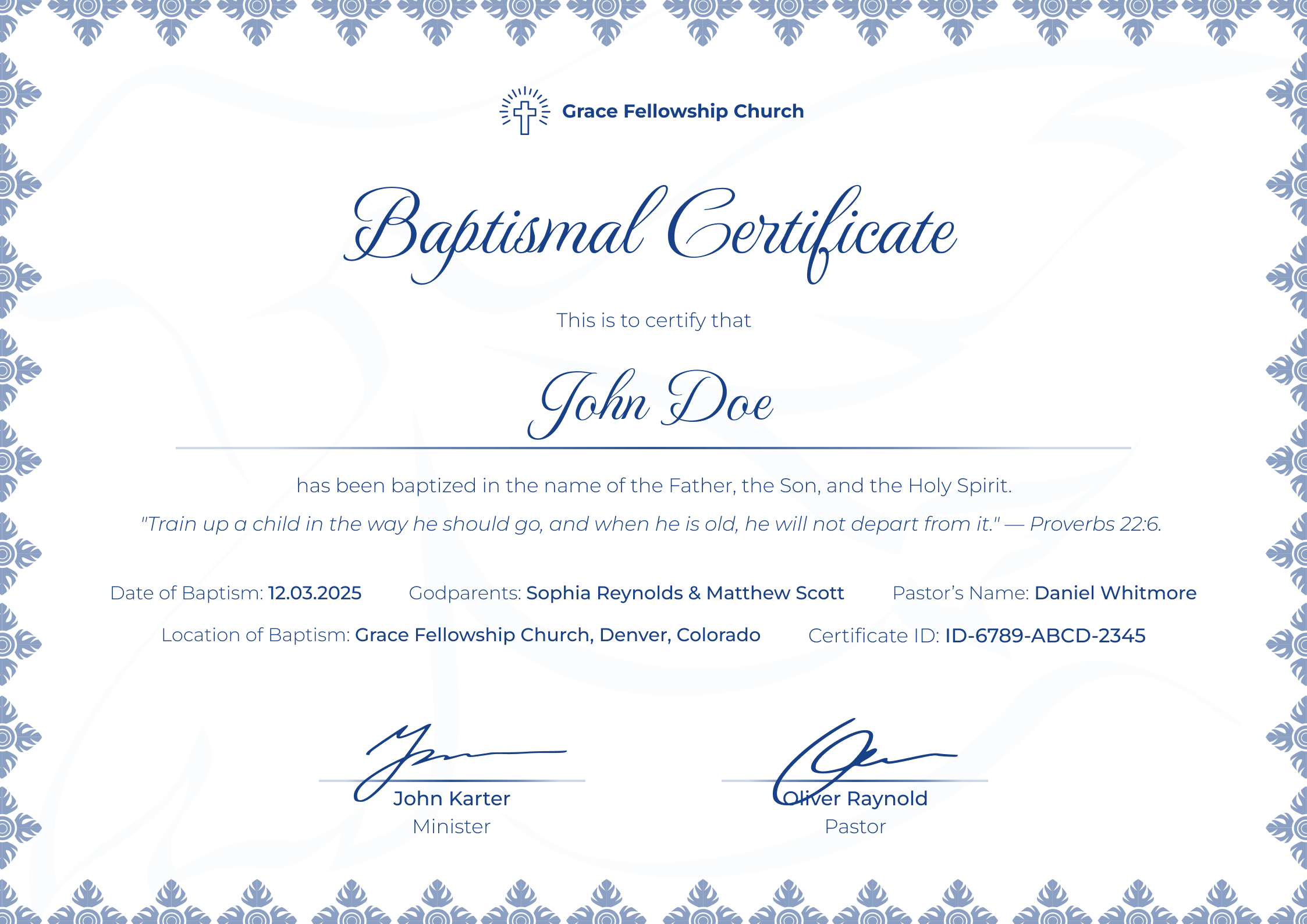 Baptism Certificate Template Microsoft Word