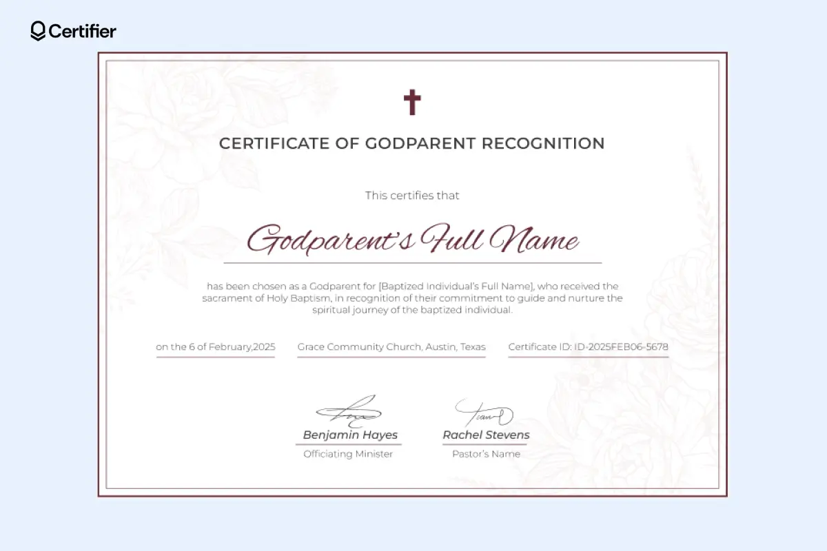 Certificate of baptism free template for godparent recognition. Certificate of baptism free template for godparent recognition.