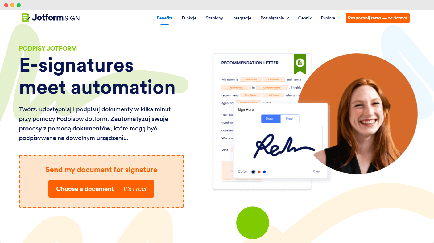 Strona Jotform SIGN promuje automatyzację procesu podpisywania dokumentów z pomocą podpis generator, dostępnego z każdego urządzenia. Strona Jotform SIGN promuje automatyzację procesu podpisywania dokumentów z pomocą podpis generator, dostępnego z każdego urządzenia.