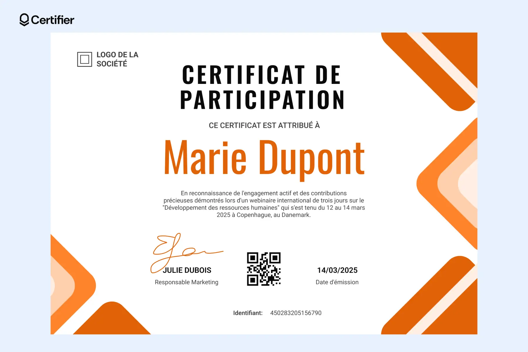 Attestation de participation colorée, idéale pour un événement avec des éléments graphiques modernes. Attestation de participation colorée, idéale pour un événement avec des éléments graphiques modernes.