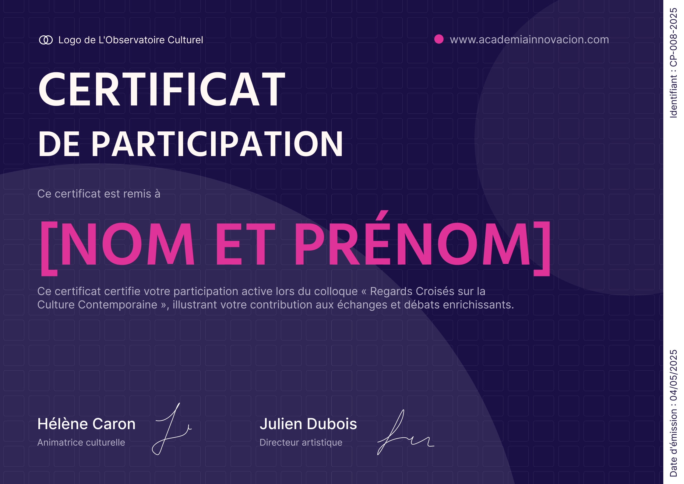 Mod le De Certificat De Participation Professionnel Et Stylis mod-le-de-certificat-de-participation-professionnel-et-stylis