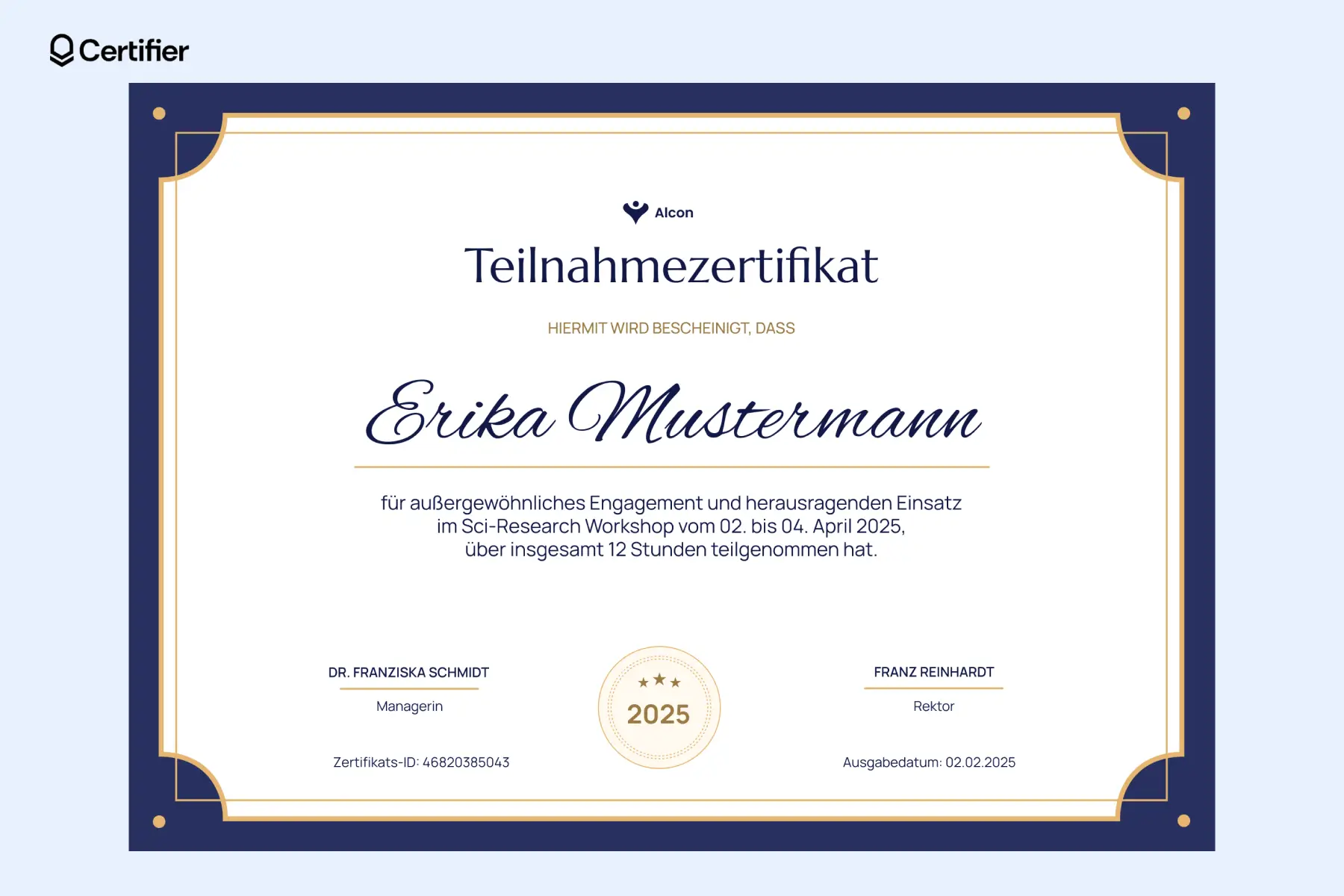 Teilnahmebescheinigung Vorlage für eine herausragende Leistung im Sci-Research Workshop, mit Platz für den Empfängernamen und relevante Details. Diese Vorlage für Teilnahmebescheinigungen ist elegant und professionell gestaltet. Teilnahmebescheinigung Vorlage für eine herausragende Leistung im Sci-Research Workshop, mit Platz für den Empfängernamen und relevante Details. Diese Vorlage für Teilnahmebescheinigungen ist elegant und professionell gestaltet.
