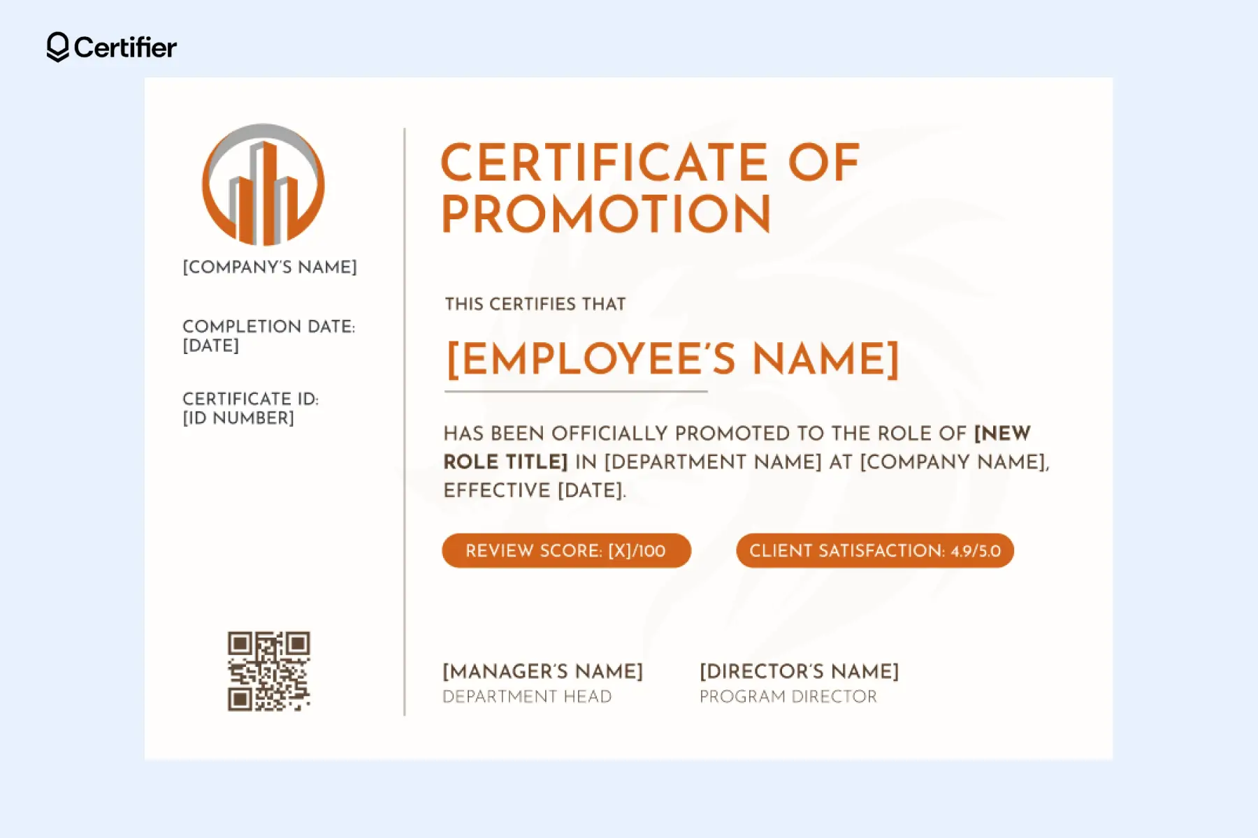 Certificate of promotion template with a structured blue border, ideal for formal and reward use across academic or corporate settings. Certificate of promotion template with a structured blue border, ideal for formal and reward use across academic or corporate settings.
