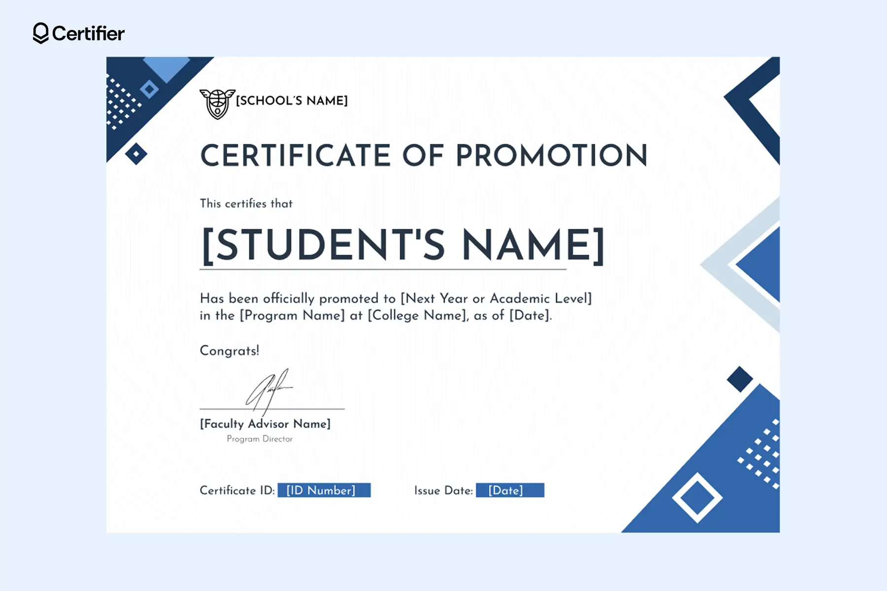 Digital-friendly promotion certificate template with verification tools like QR code and unique ID, ready for email or online sharing. Digital-friendly promotion certificate template with verification tools like QR code and unique ID, ready for email or online sharing.