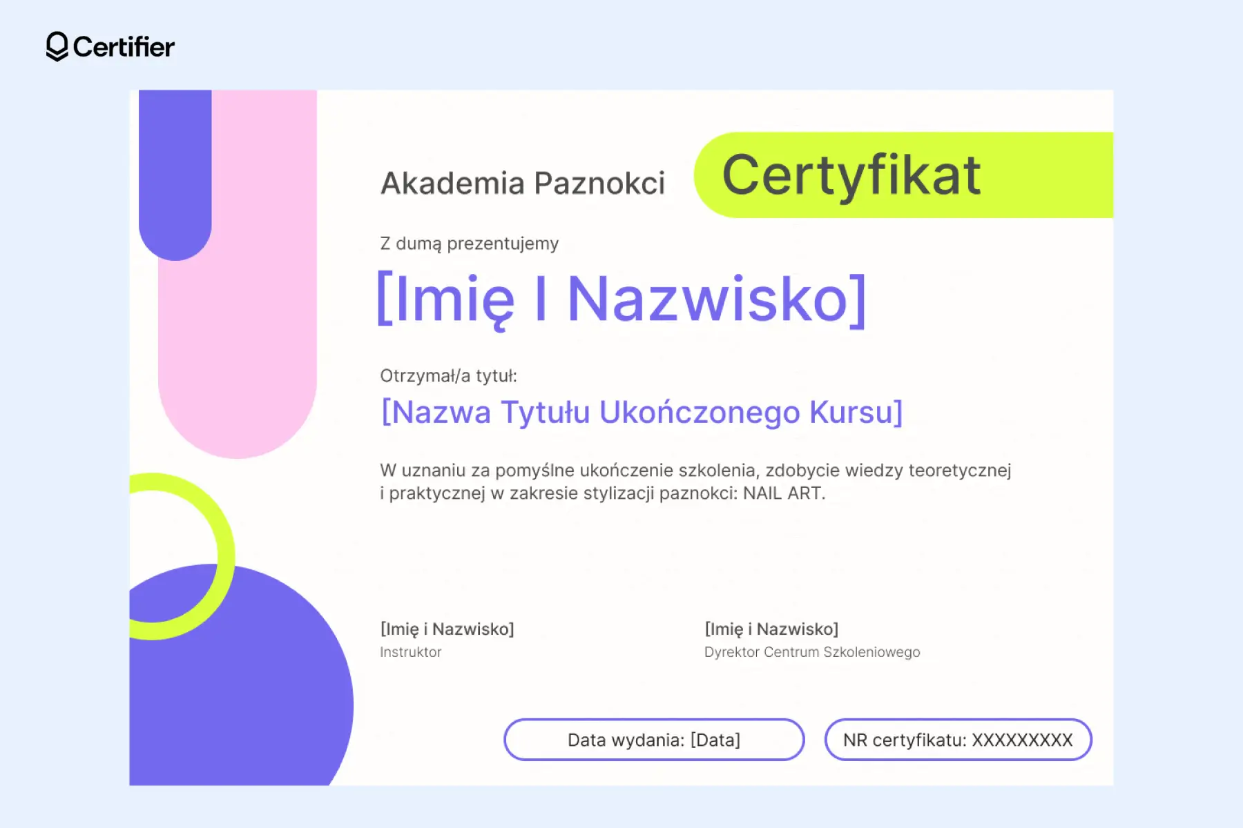 Certyfikat paznokcie wzór w pastelowych kolorach, idealny do kursów kreatywnych i młodzieżowych. Certyfikat paznokcie wzór w pastelowych kolorach, idealny do kursów kreatywnych i młodzieżowych.