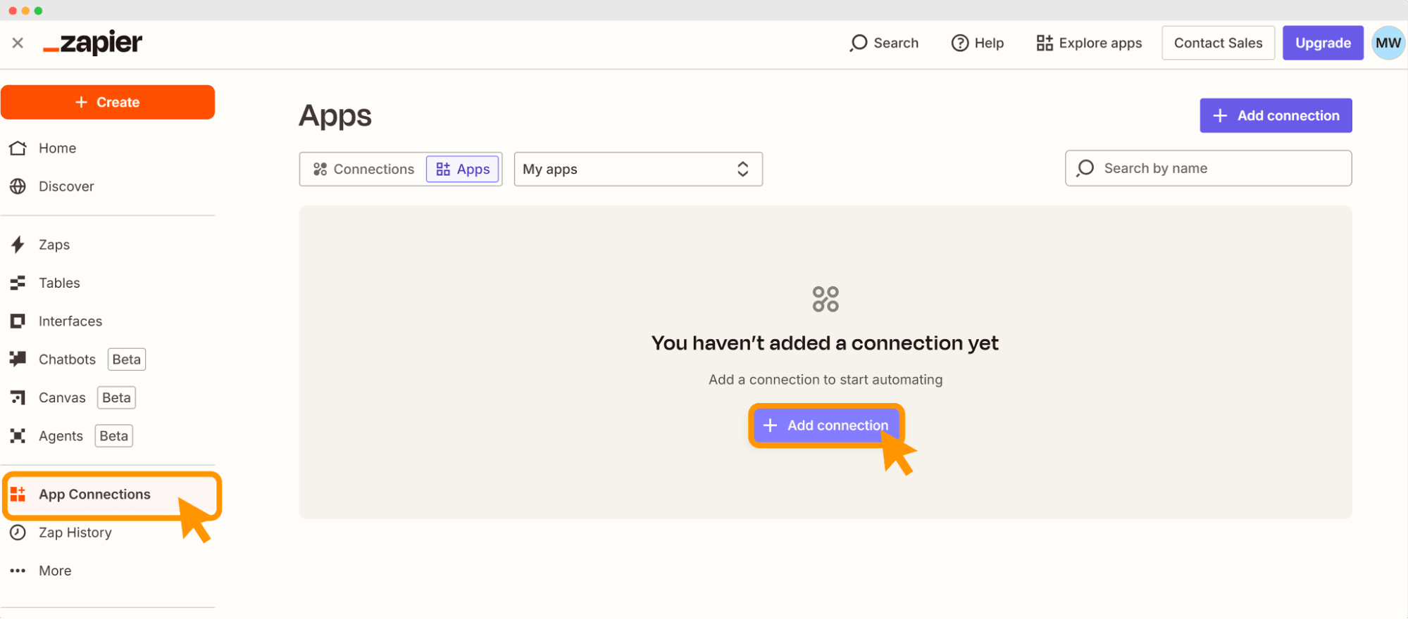 Zapier’s App Connections screen; adding Kajabi advanced automations and third-party tools. Zapier’s App Connections screen; adding Kajabi advanced automations and third-party tools.