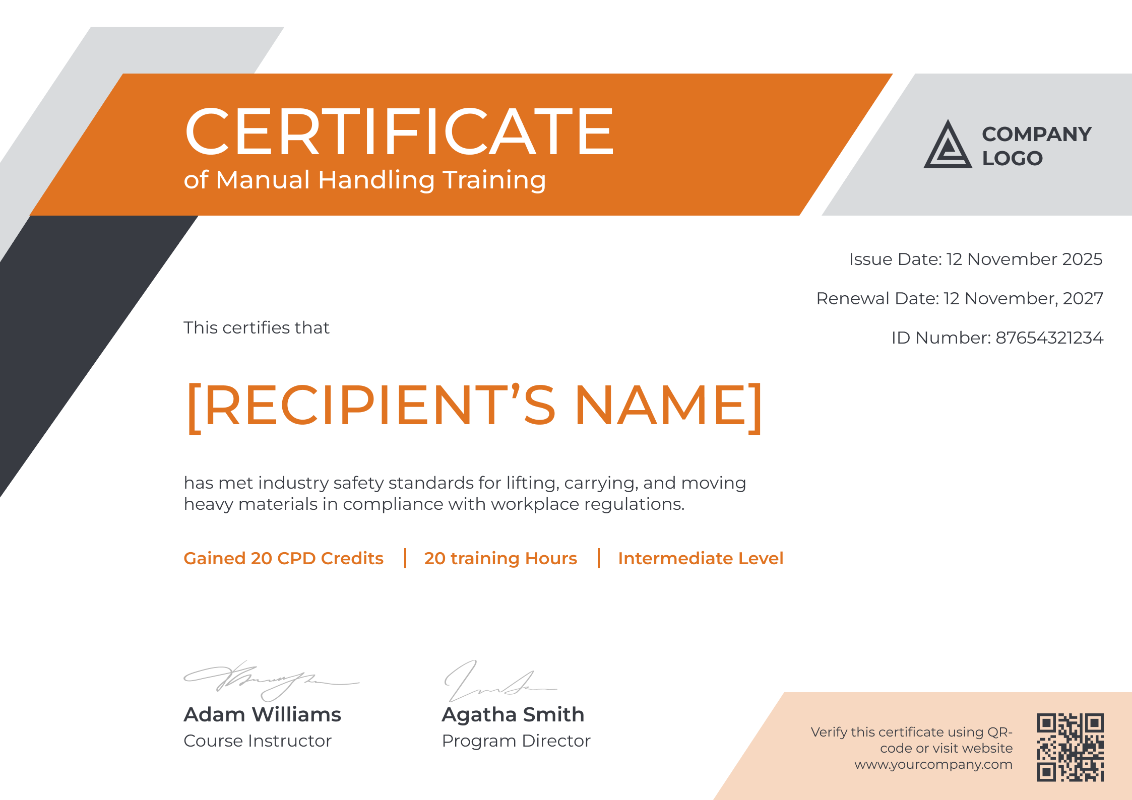 Maximum Safe Lifting Limit Manual Handling Certificate