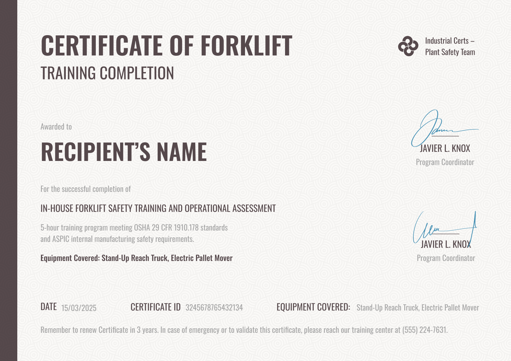Image 15 for Forklift Certification Template