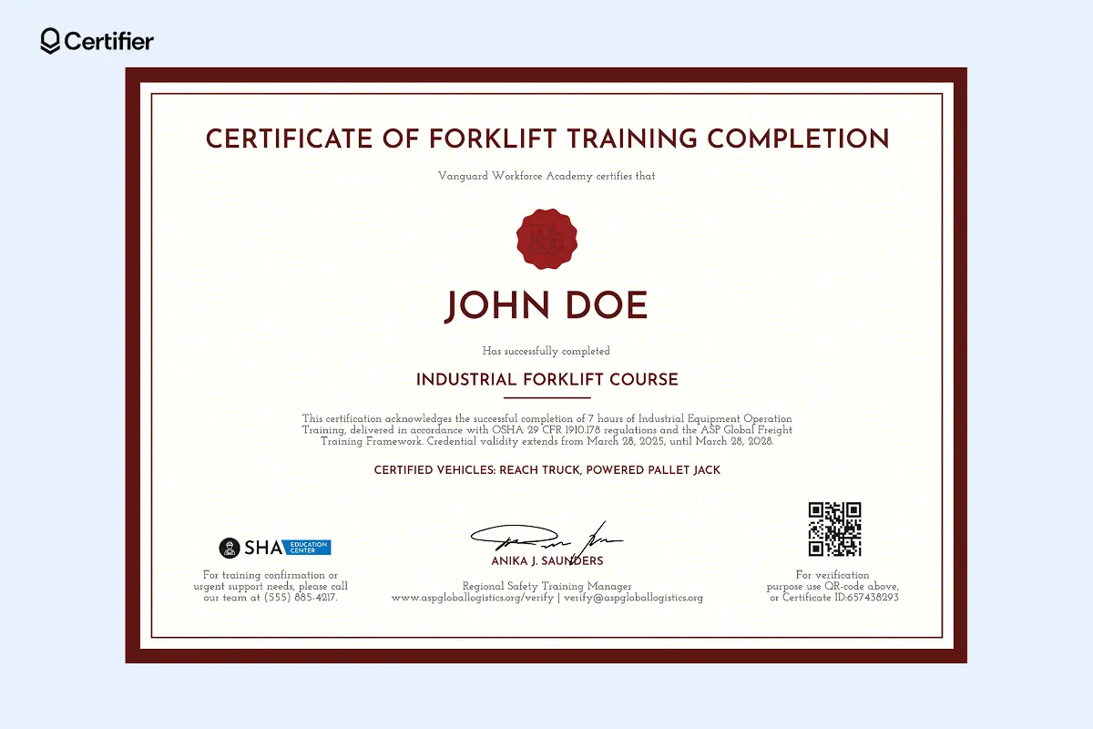 Forklift certification certificate template PDF for sit-down forklift training in freight environments. Forklift certification certificate template PDF for sit-down forklift training in freight environments.