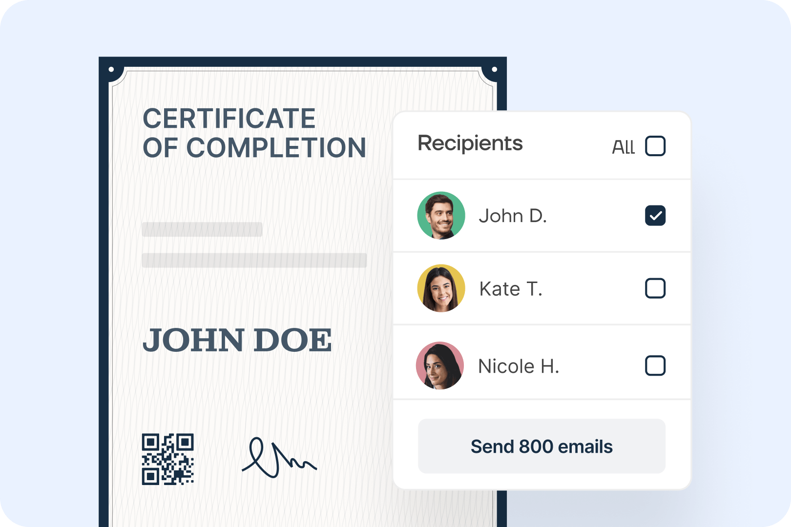 Generate and send personalized digital credentials in bulk