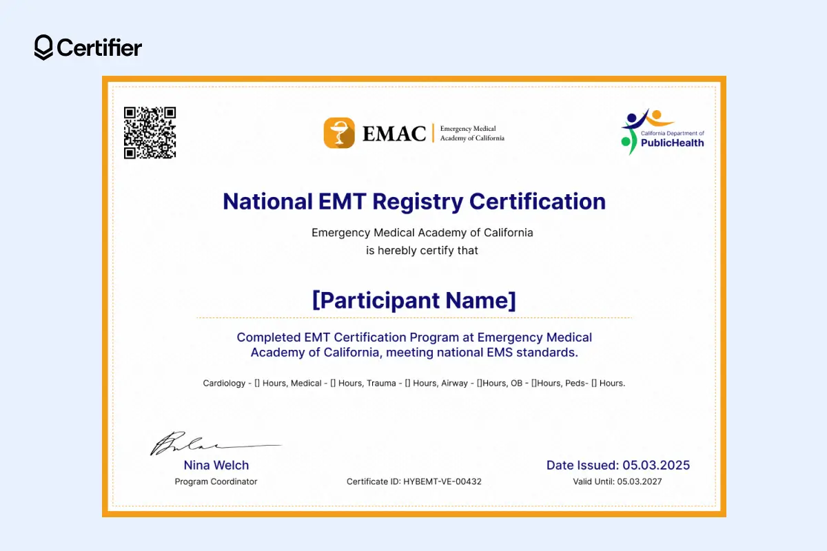 EMS certificate templates with subtle violet background, rounded corners and structured program forms. EMS certificate templates with subtle violet background, rounded corners and structured program forms.