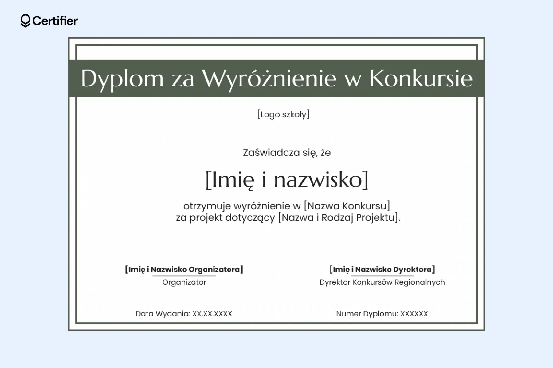 Klasyczny dyplom za wyróżnienie w konkursie, sprawdzi się jako wyróżnienie dyplom studia; osadzony na białym tle i z zielonym banerem na tytuł; wybierz na prezent z innymi produktami lub jako dodatek do zamówienia. Klasyczny dyplom za wyróżnienie w konkursie, sprawdzi się jako wyróżnienie dyplom studia; osadzony na białym tle i z zielonym banerem na tytuł; wybierz na prezent z innymi produktami lub jako dodatek do zamówienia.