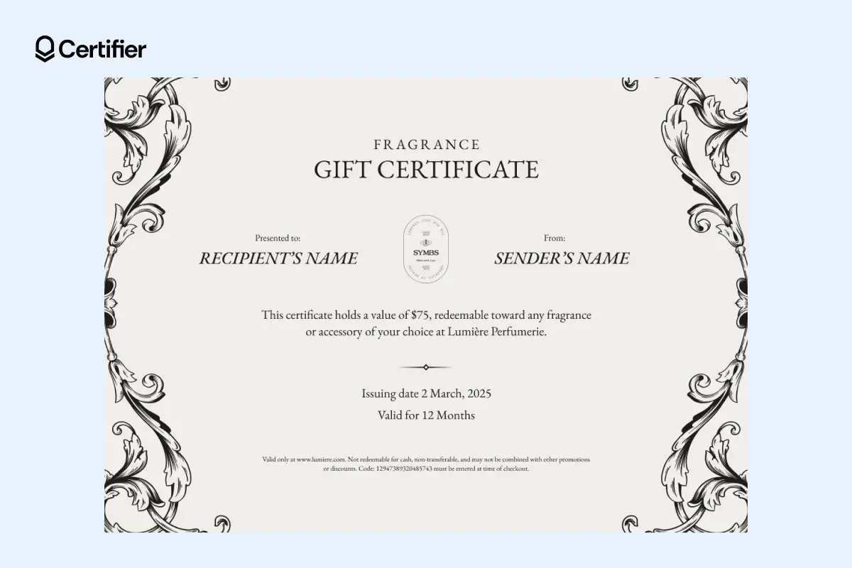 Holiday gift certificate template with floral design and bridal illustrations. Holiday gift certificate template with floral design and bridal illustrations.