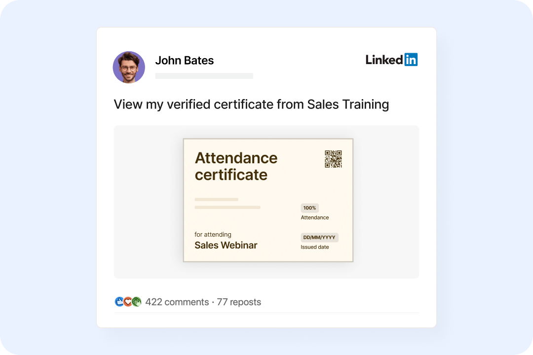 Drive visibility with LinkedIn-ready webinar certificates