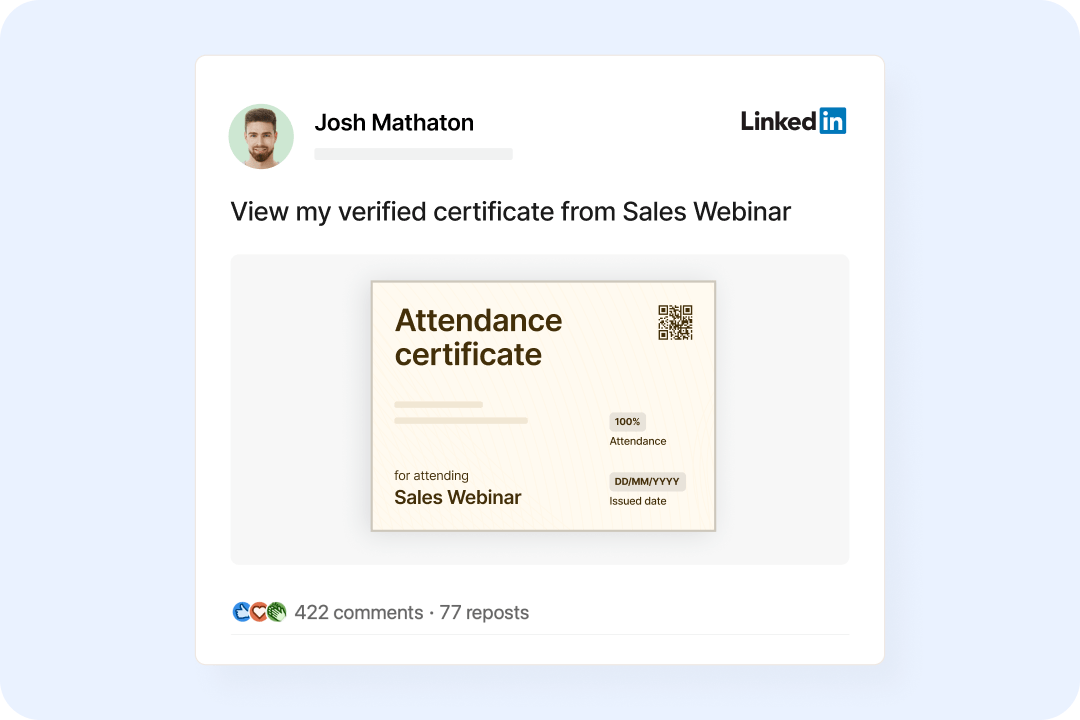 Simplify sharing of conference participation certificates online