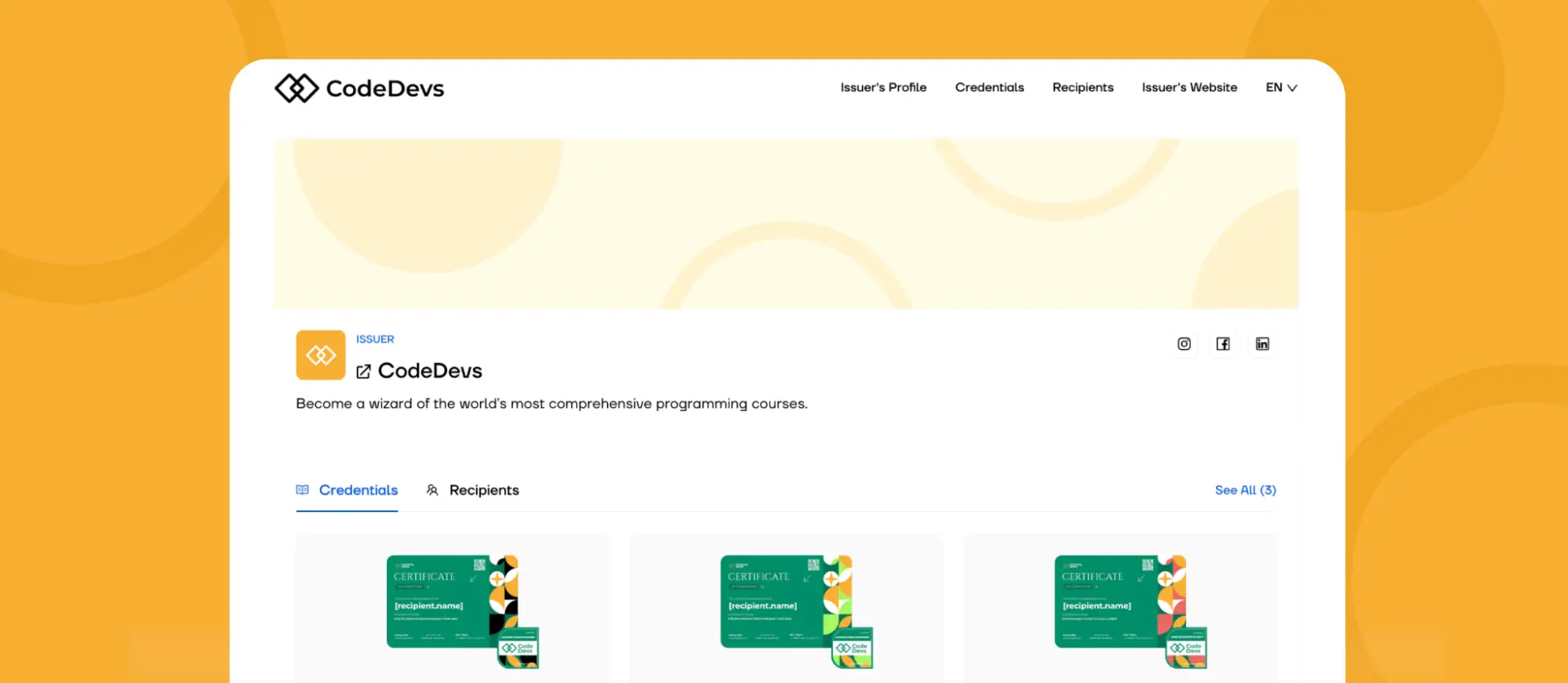 Certifier’s Issuer’s Portal; an online course certificate maker.