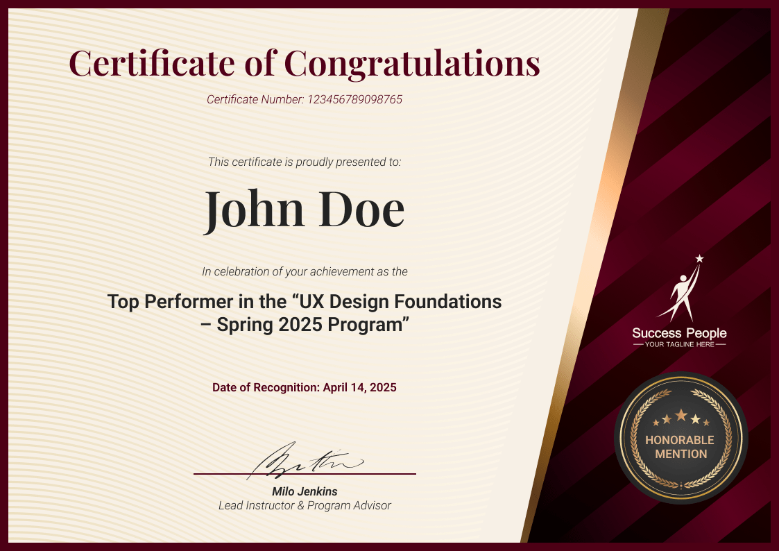 Professional and elite congratulations certificate template