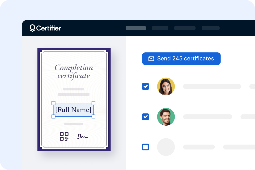Save your certificate as a dynamic template for bulk issuing