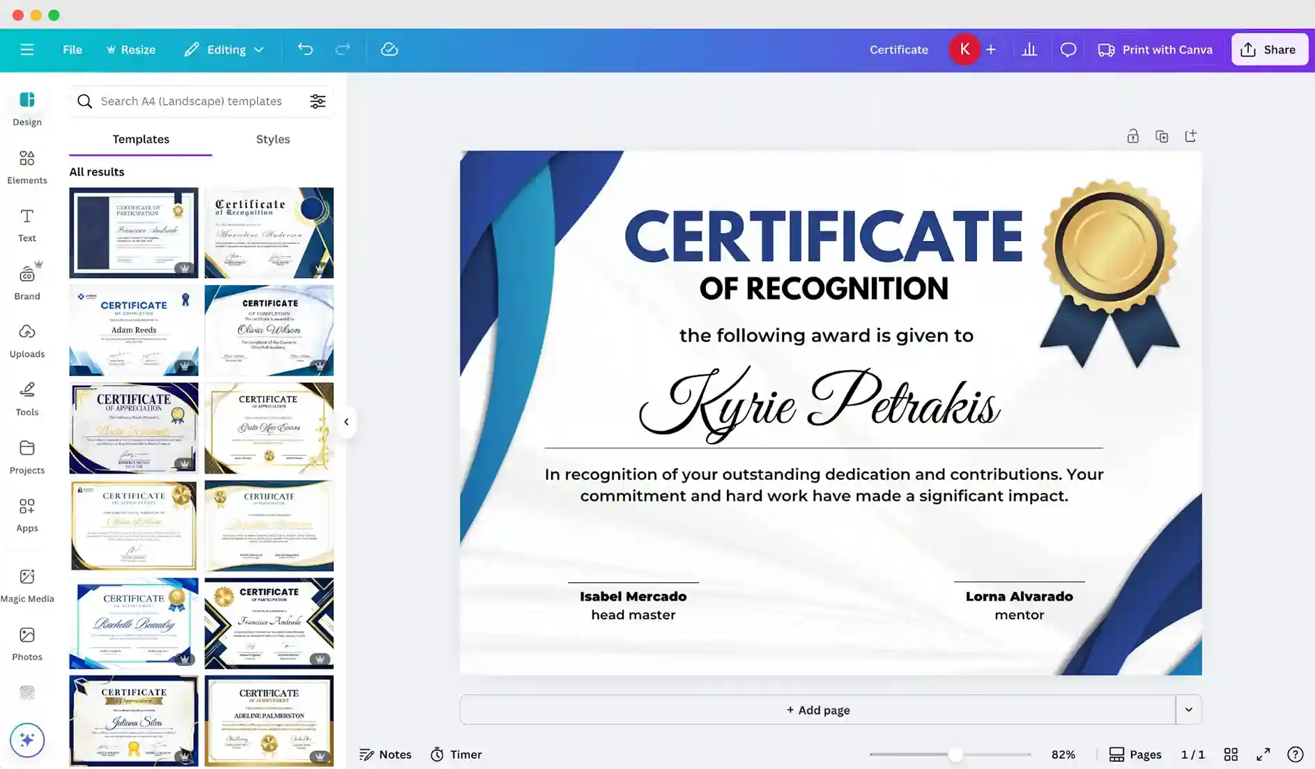 Canva certificate editor with recognition templates displayed as one of the Venngage alternatives. Canva certificate editor with recognition templates displayed as one of the Venngage alternatives.