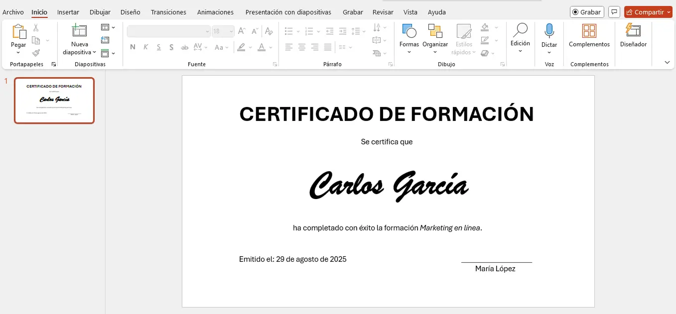 Añadir cuadro de texto a diplomas en PowerPoint. Añadir cuadro de texto a diplomas en PowerPoint.