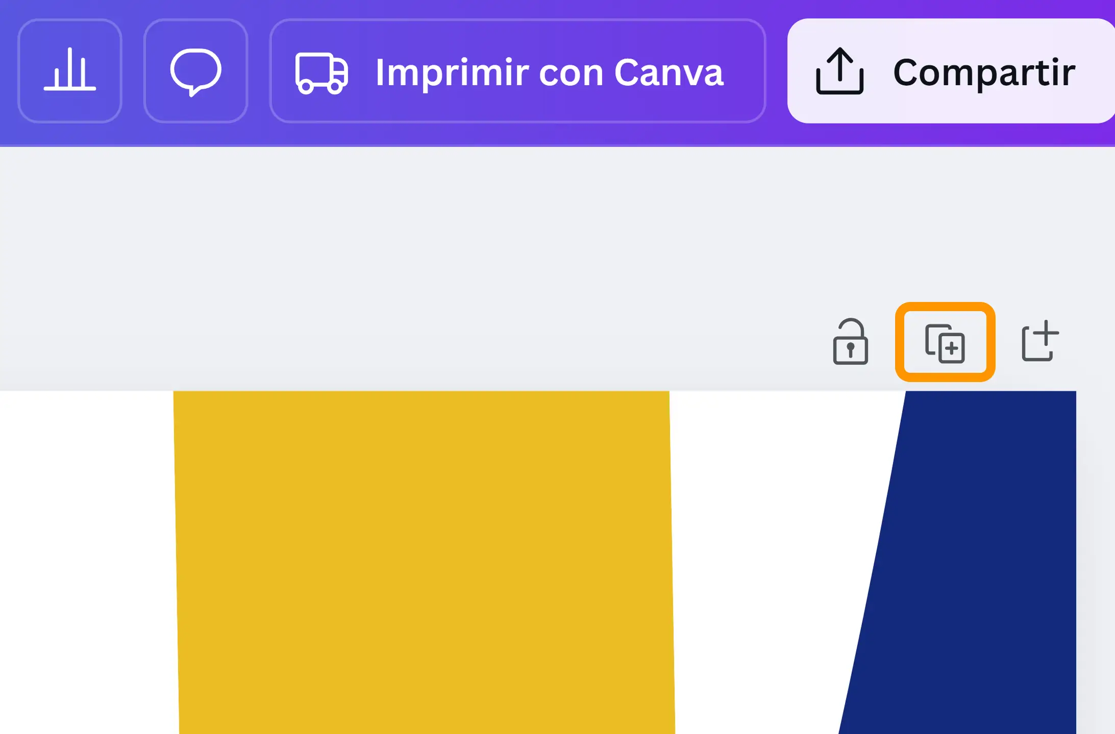Opción de Canva para duplicar y compartir diplomas personalizados en Canva desde el editor. Opción de Canva para duplicar y compartir diplomas personalizados en Canva desde el editor.