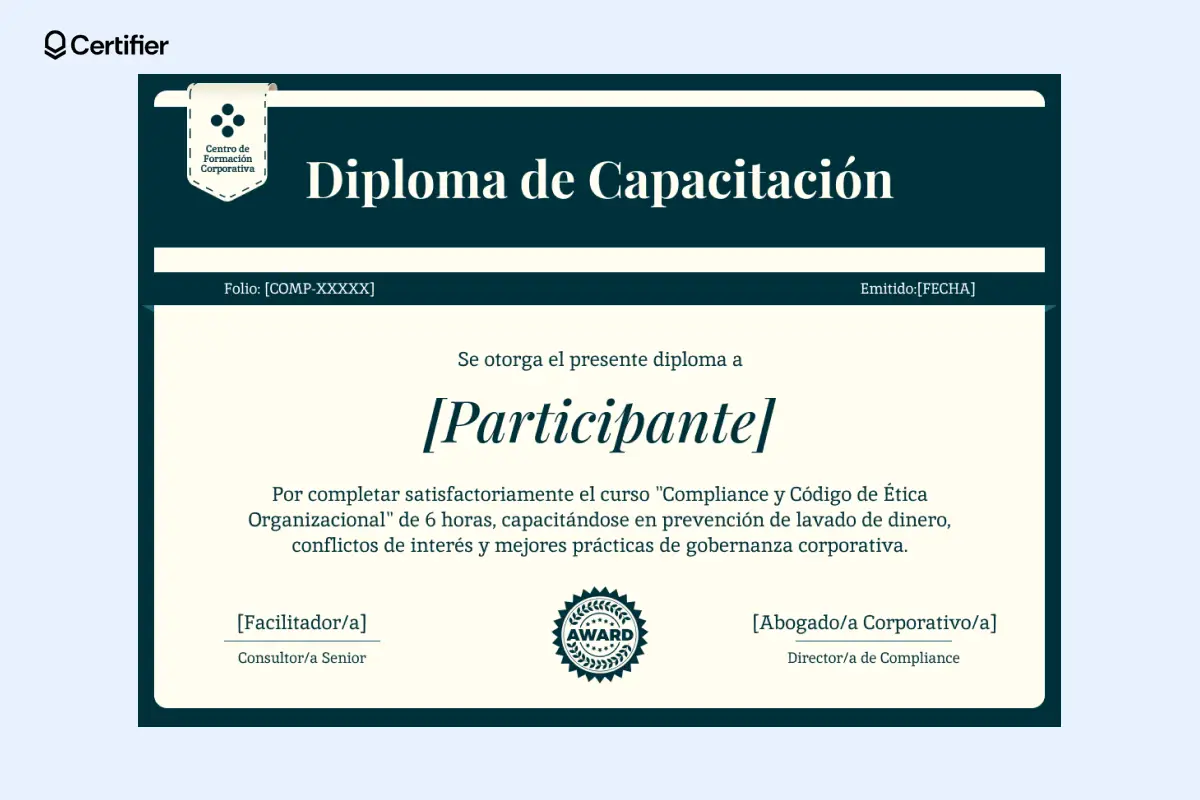 Certificado de capacitación verde para escuelas y colegios. Certificado de capacitación verde para escuelas y colegios.