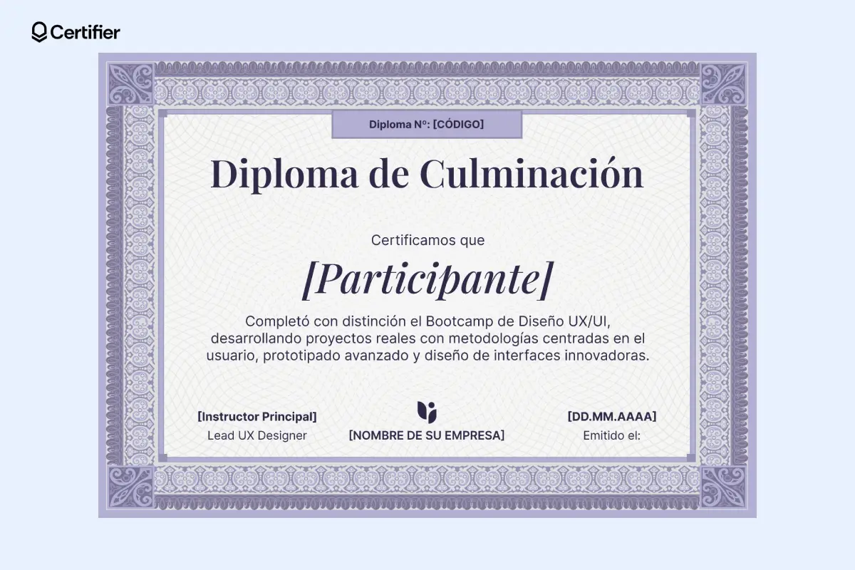Plantilla certificado de finalización con diseño elegante para logros profesionales. Plantilla certificado de finalización con diseño elegante para logros profesionales.