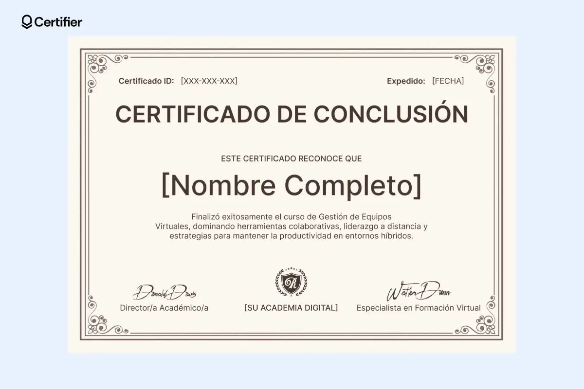 Esta plantilla certificado de finalización profesional y elegante es perfecta para seminarios educativos o premios empresariales. Esta plantilla certificado de finalización profesional y elegante es perfecta para seminarios educativos o premios empresariales.